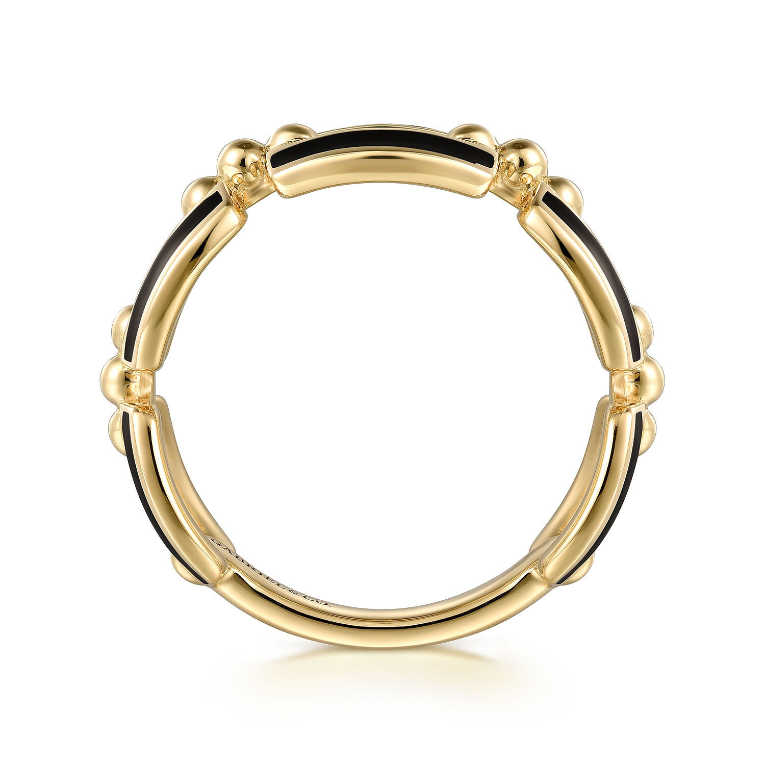 Gabriel & Co. 14K Yellow Gold & Black Enamel Chain Ring
