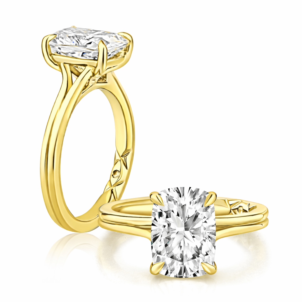 A. Jaffe 14K Yellow Gold 3ct Cushion Solitairet Engagement Ring Setting