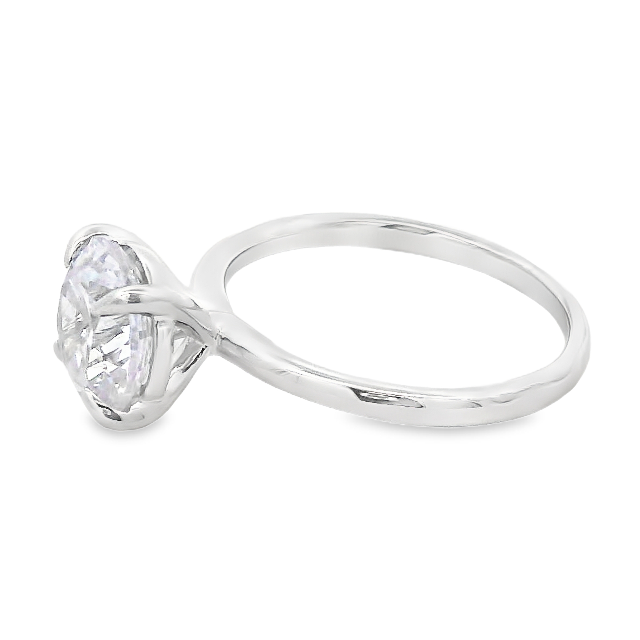 14K White Gold Solitaire Engagement Ring Setting