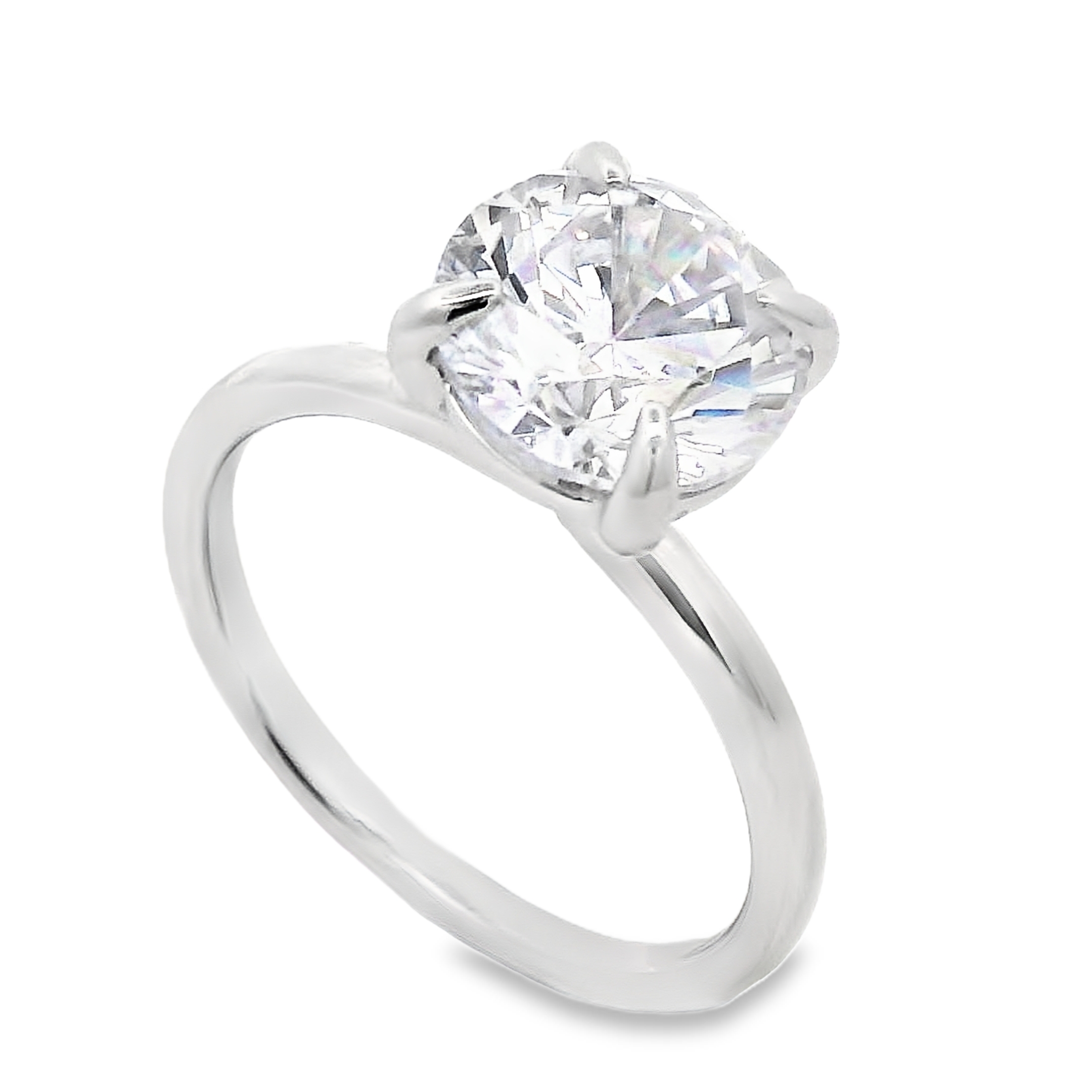 14K White Gold Solitaire Engagement Ring Setting