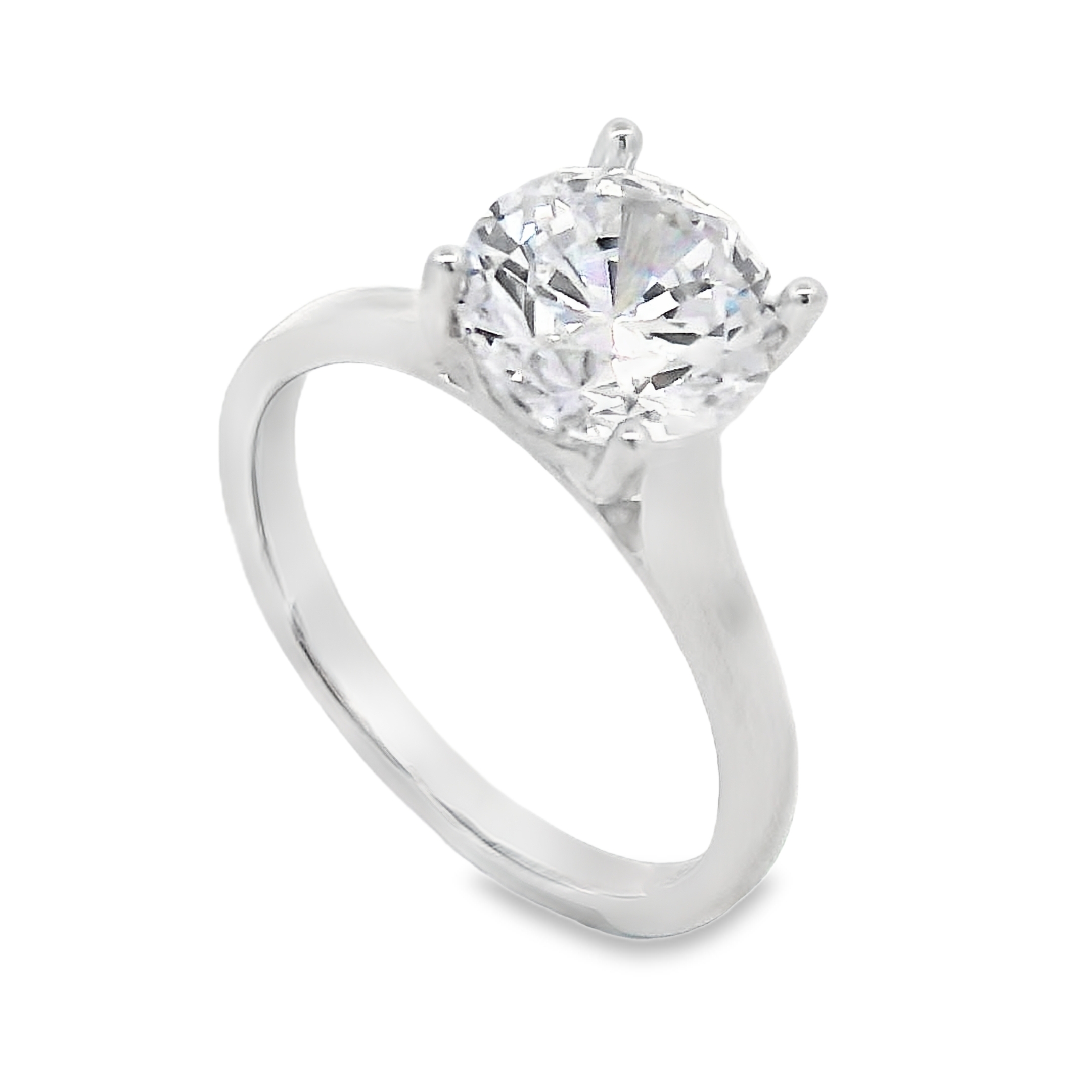 14K White Gold Solitaire Engagement Ring Setting