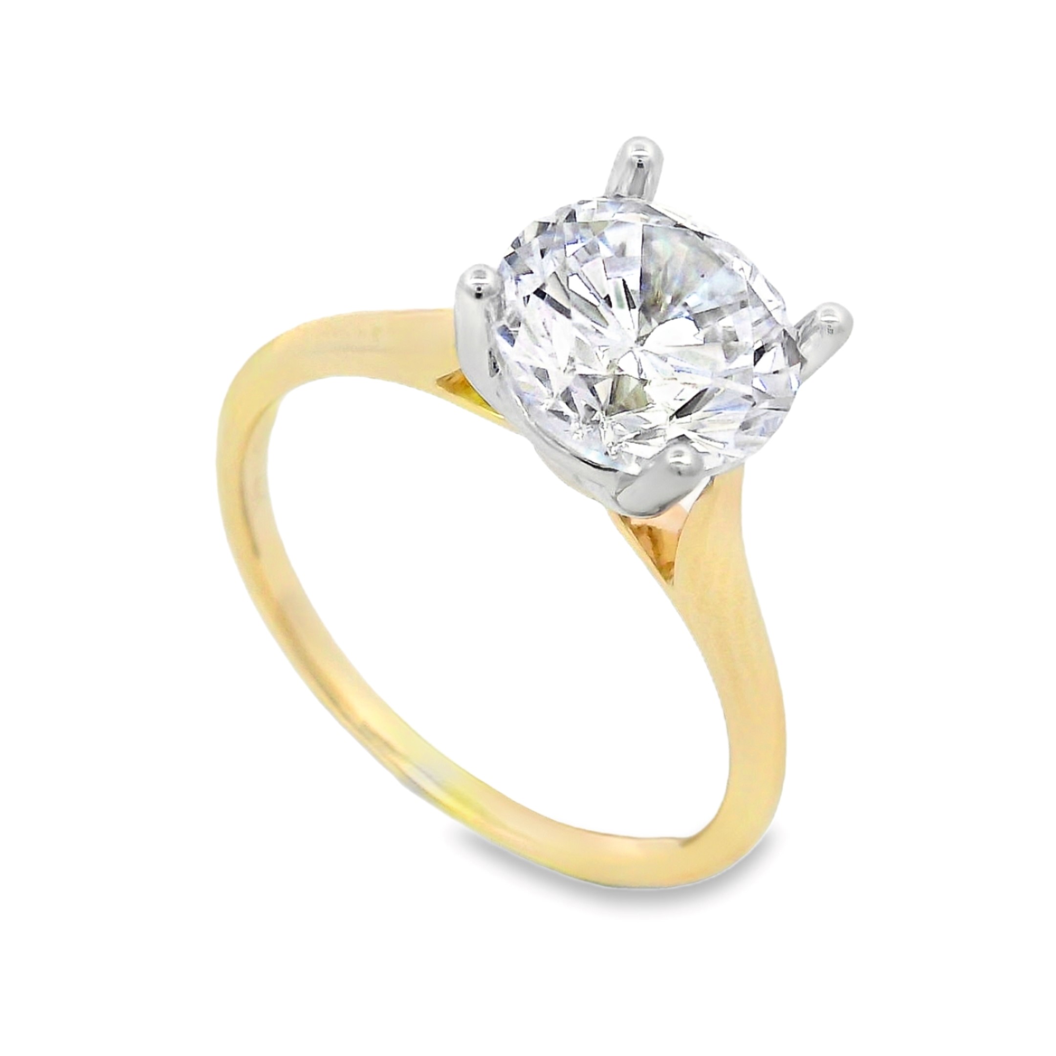 14K Two-Tone Solitaire Semi-Mount Ring Size 6