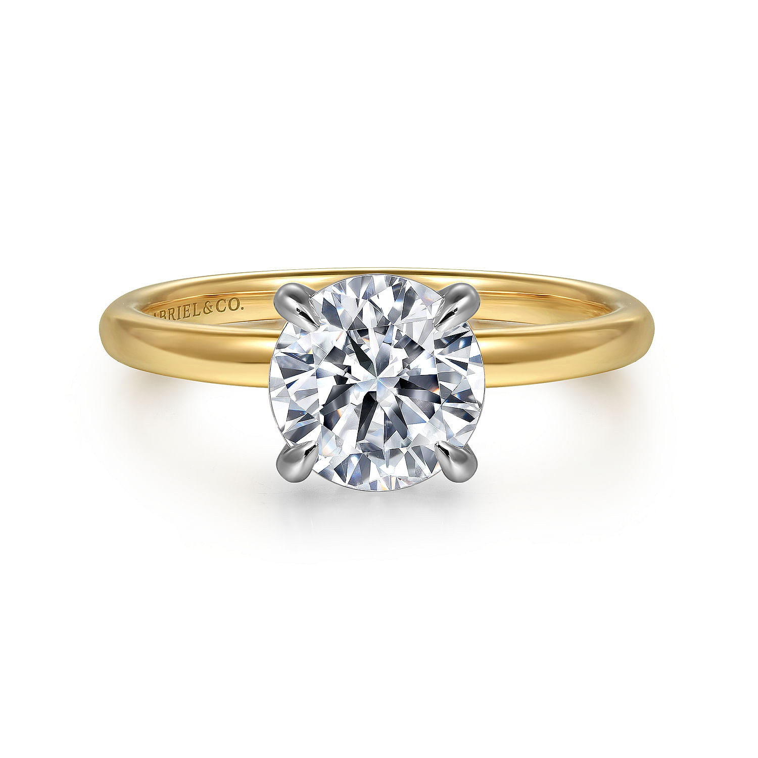 Gabriel & Co. 14K Two-Tone Milgrain Gallery Rail Solitaire Engagement Ring Setting