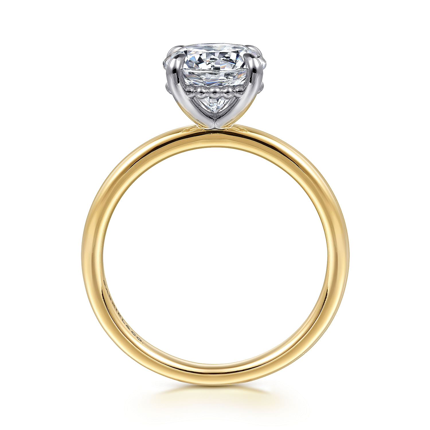 Gabriel & Co. 14K Two-Tone Milgrain Gallery Rail Solitaire Engagement Ring Setting