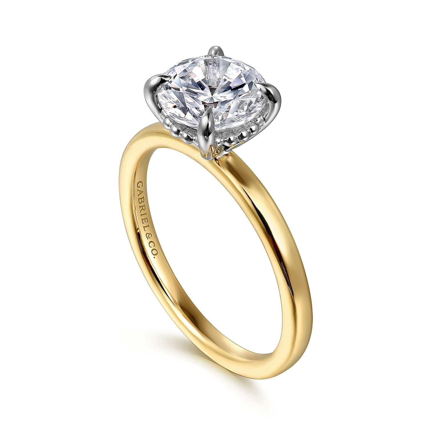 Gabriel & Co. 14K Two-Tone Milgrain Gallery Rail Solitaire Engagement Ring Setting