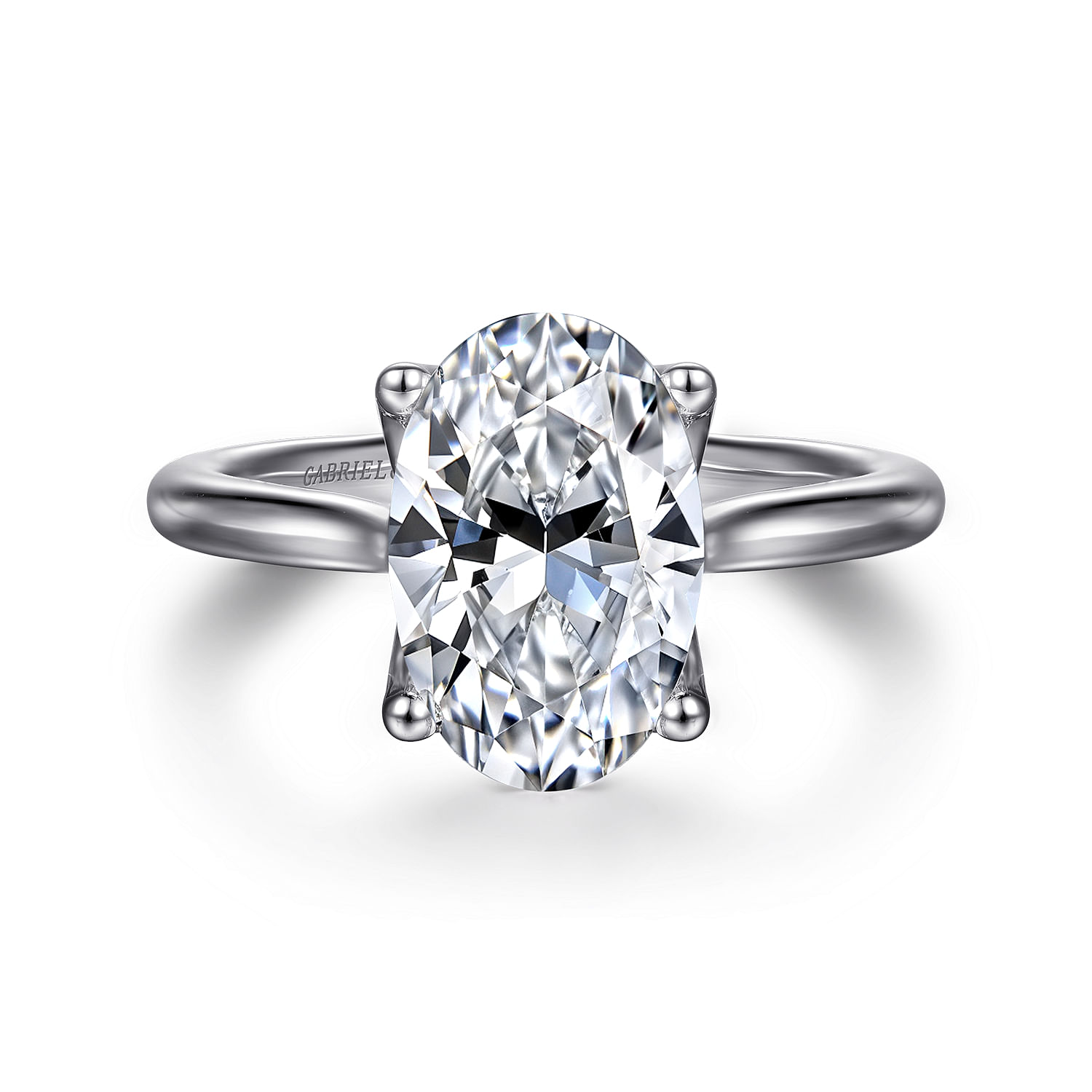 Gabriel & Co. 14K White Gold Lotus Head Solitaire Engagement Ring Setting