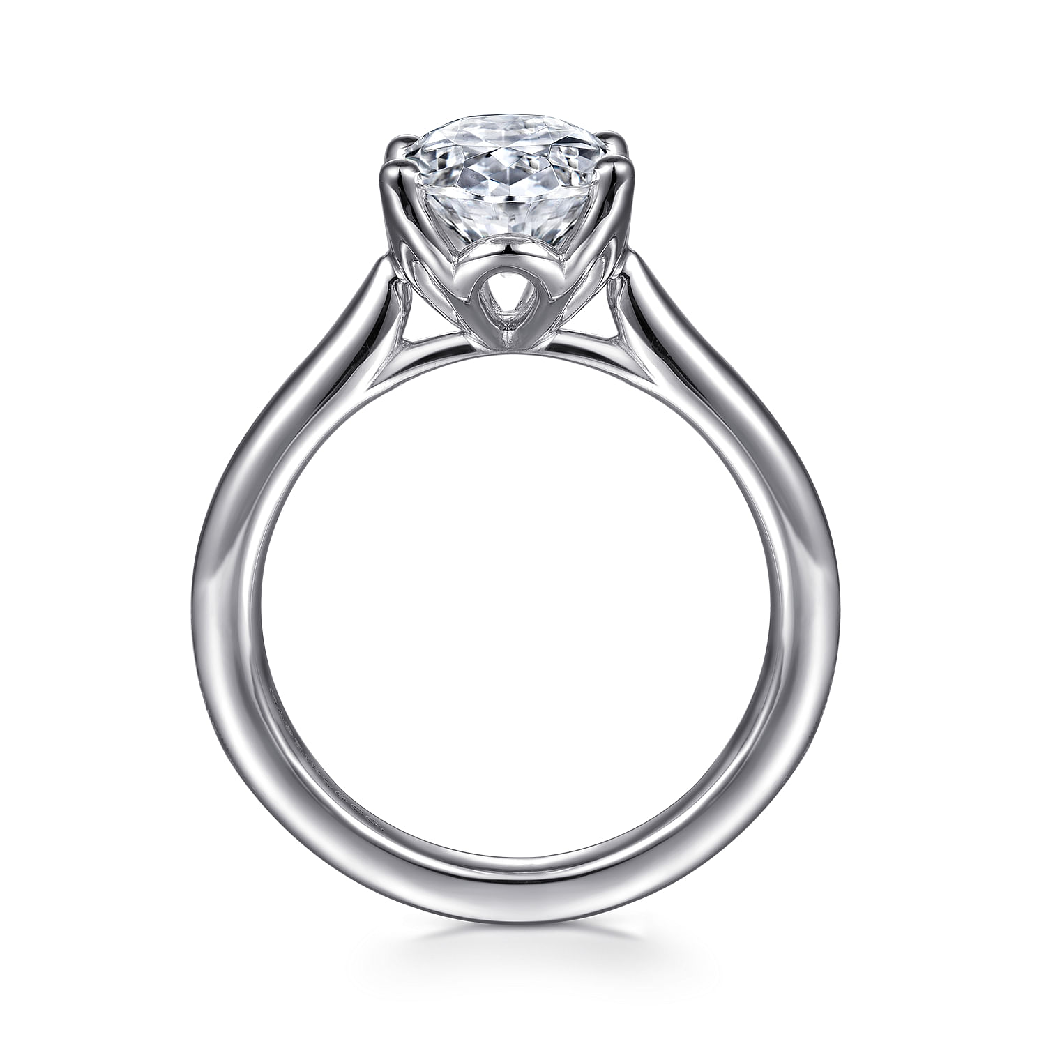 Gabriel & Co. 14K White Gold Lotus Head Solitaire Engagement Ring Setting
