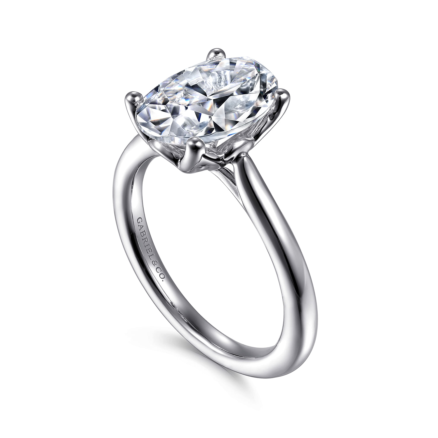 Gabriel & Co. 14K White Gold Lotus Head Solitaire Engagement Ring Setting