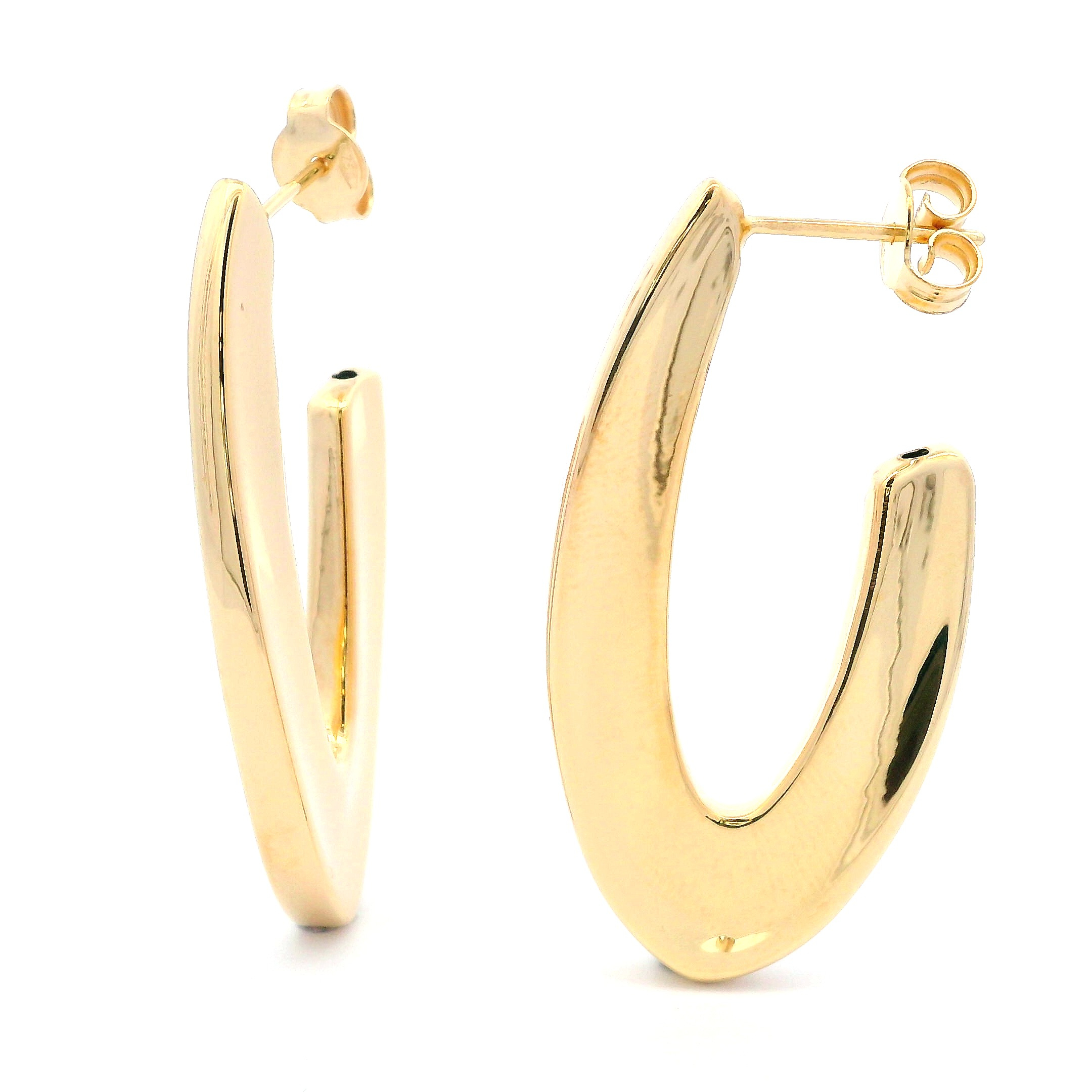 Luigi Tavanti 18K Yellow Gold Polished Flat J-Hoops
