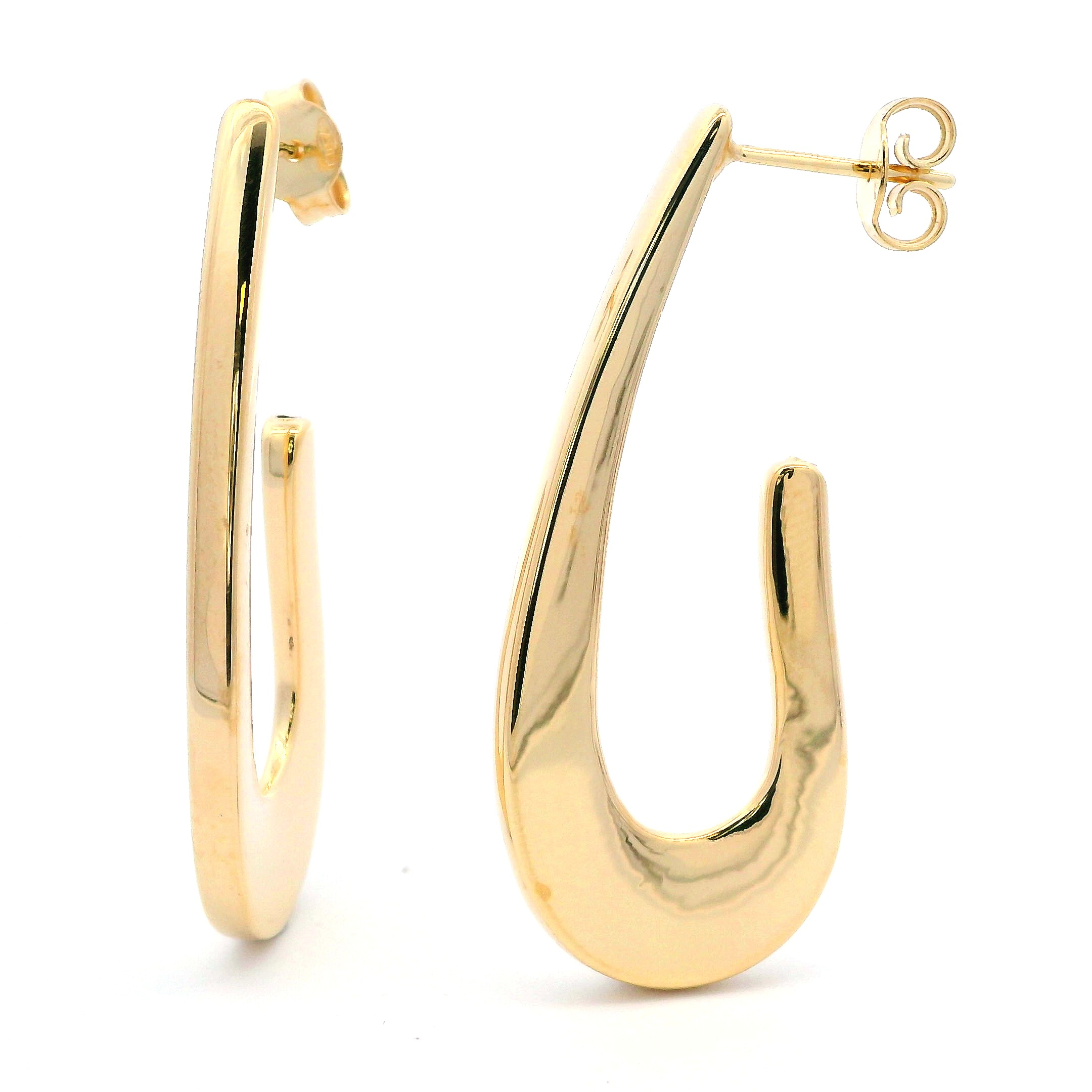 Luigi Tavanti 18K Yellow Gold Polished Thin Flat J-Hoops