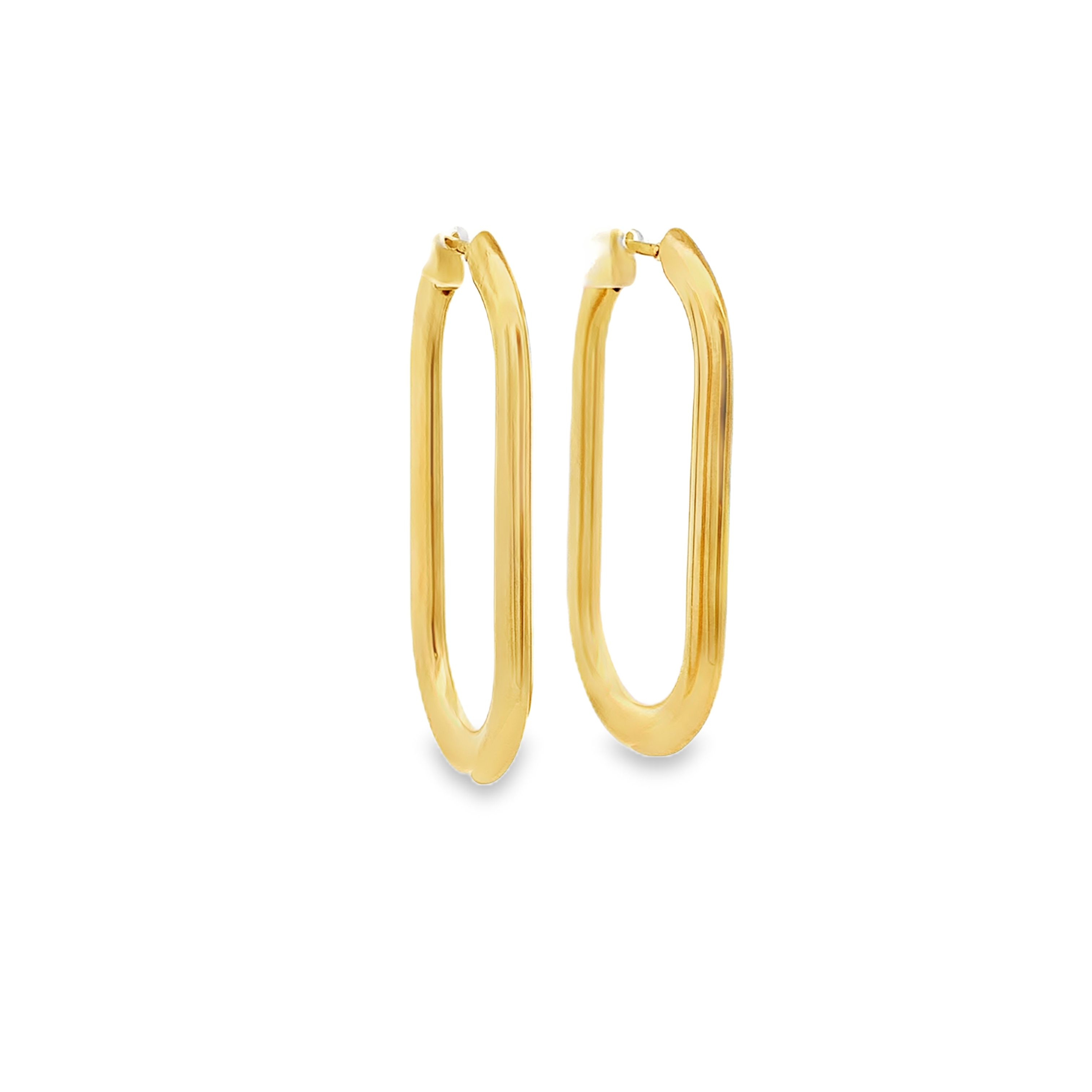 18K Yellow Gold Elongated Hoops