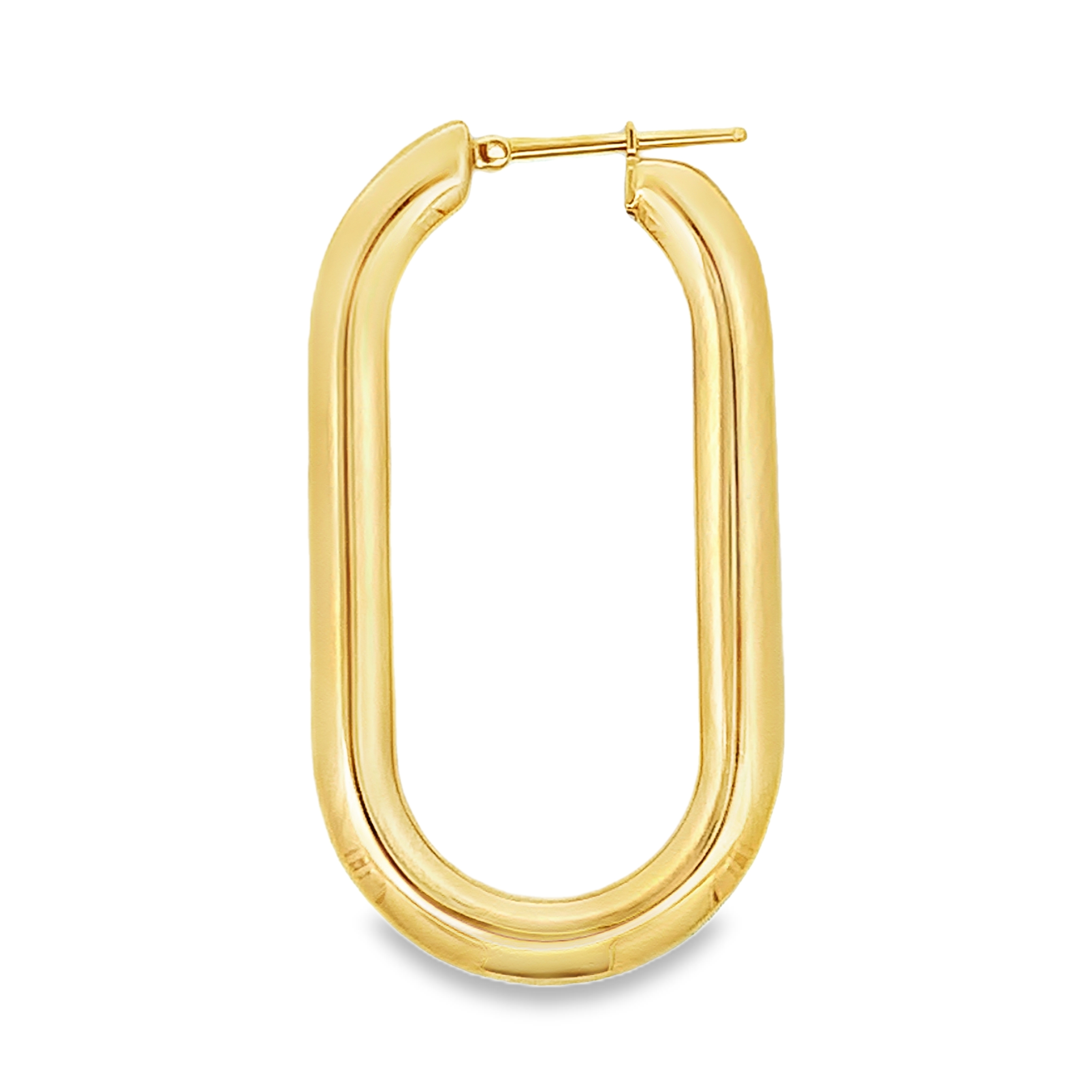 18K Yellow Gold Elongated Hoops