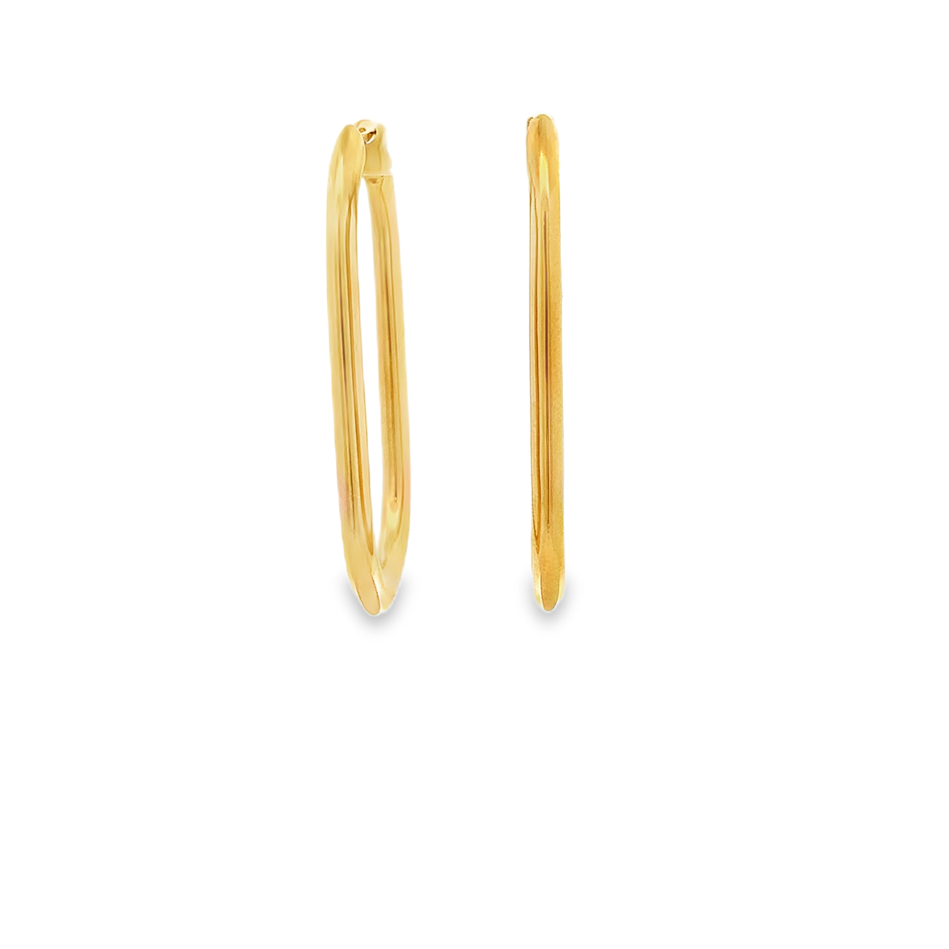 18K Yellow Gold Elongated Hoops