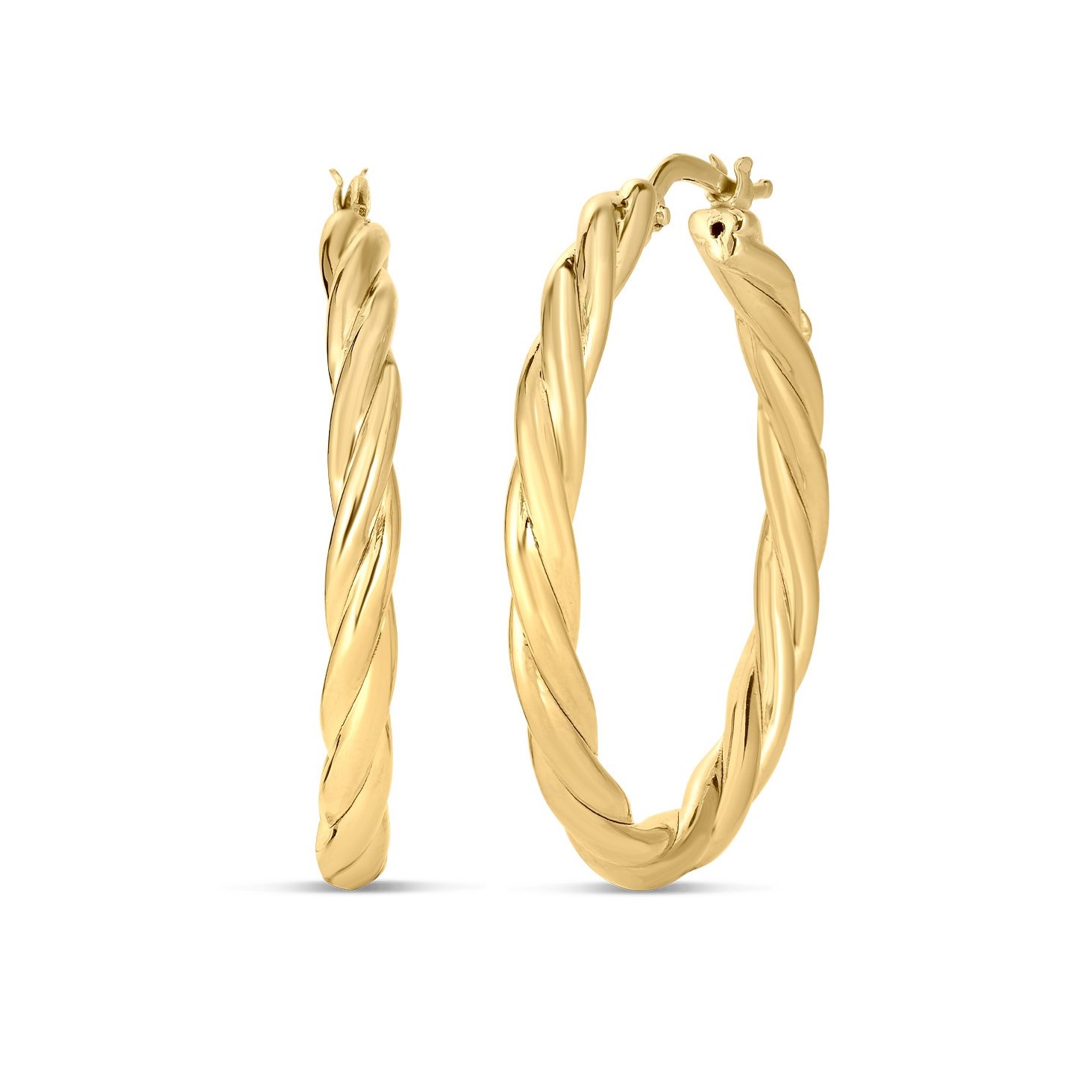 Roberto Coin 18K Yellow Gold Designer Twisted Hoops