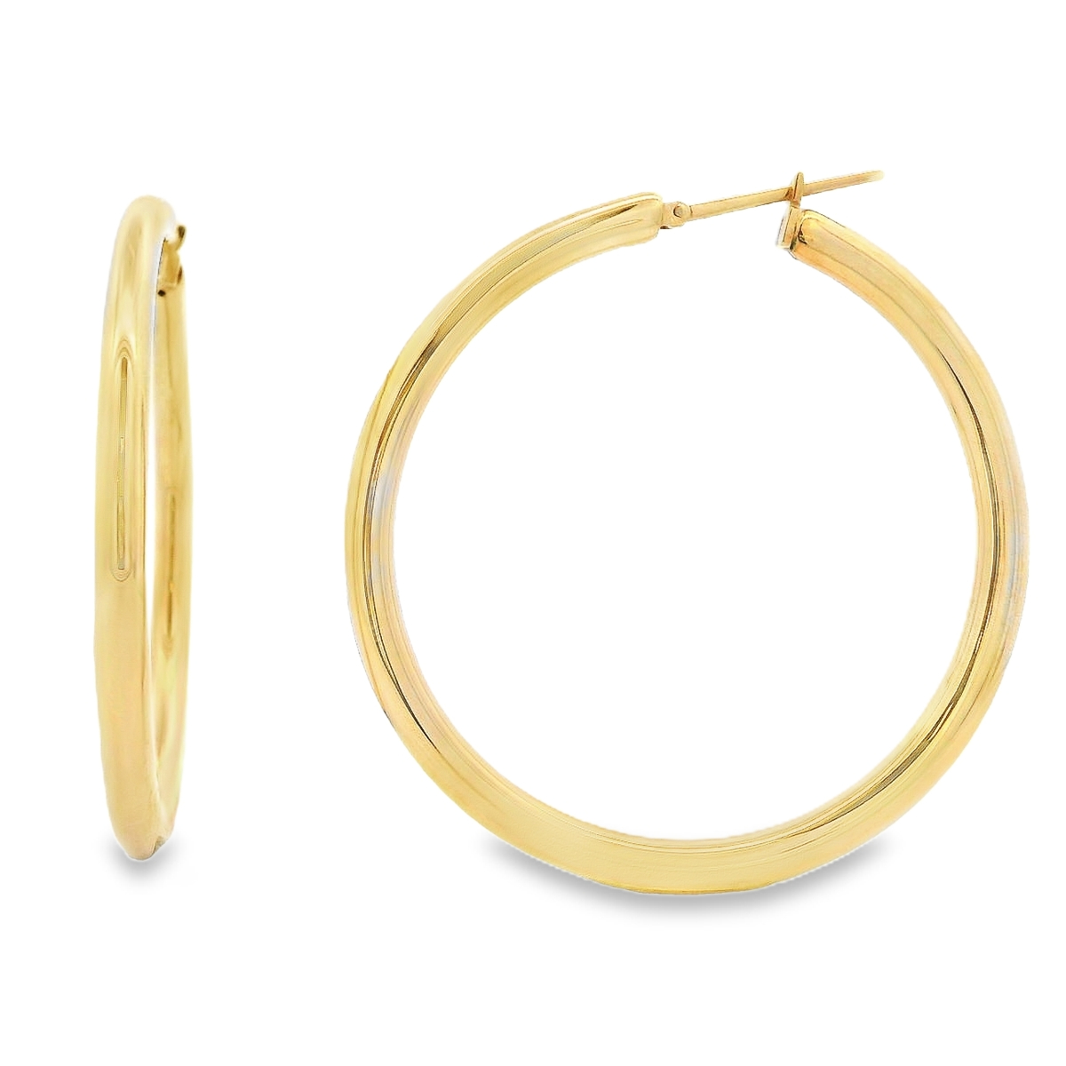 18K Yellow Gold Hollow Round Hoops