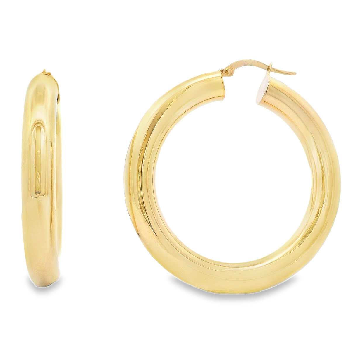 18K Yellow Gold Medium Hollow Round Hoops