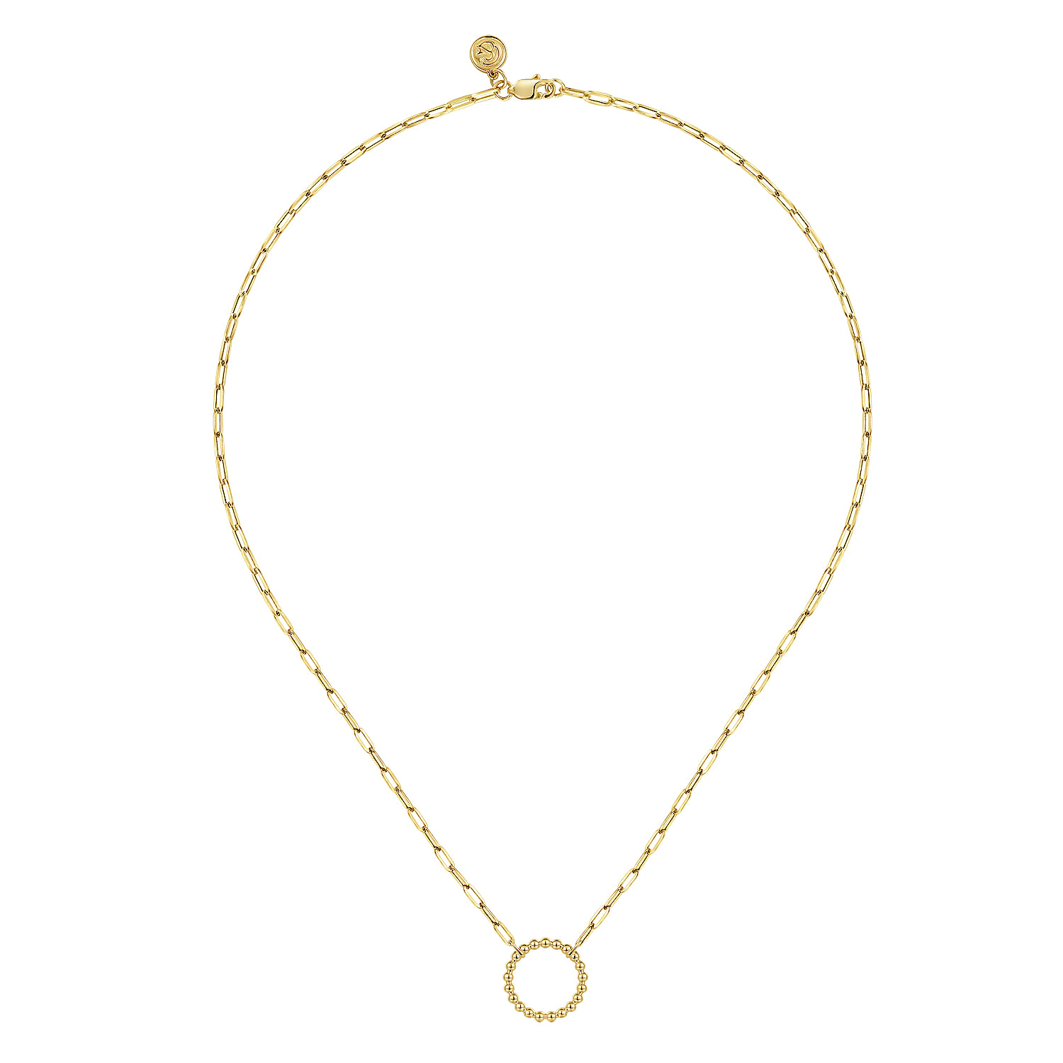 Gabriel & Co. 14K Yellow Gold Bujukan Circle Paperclip Necklace