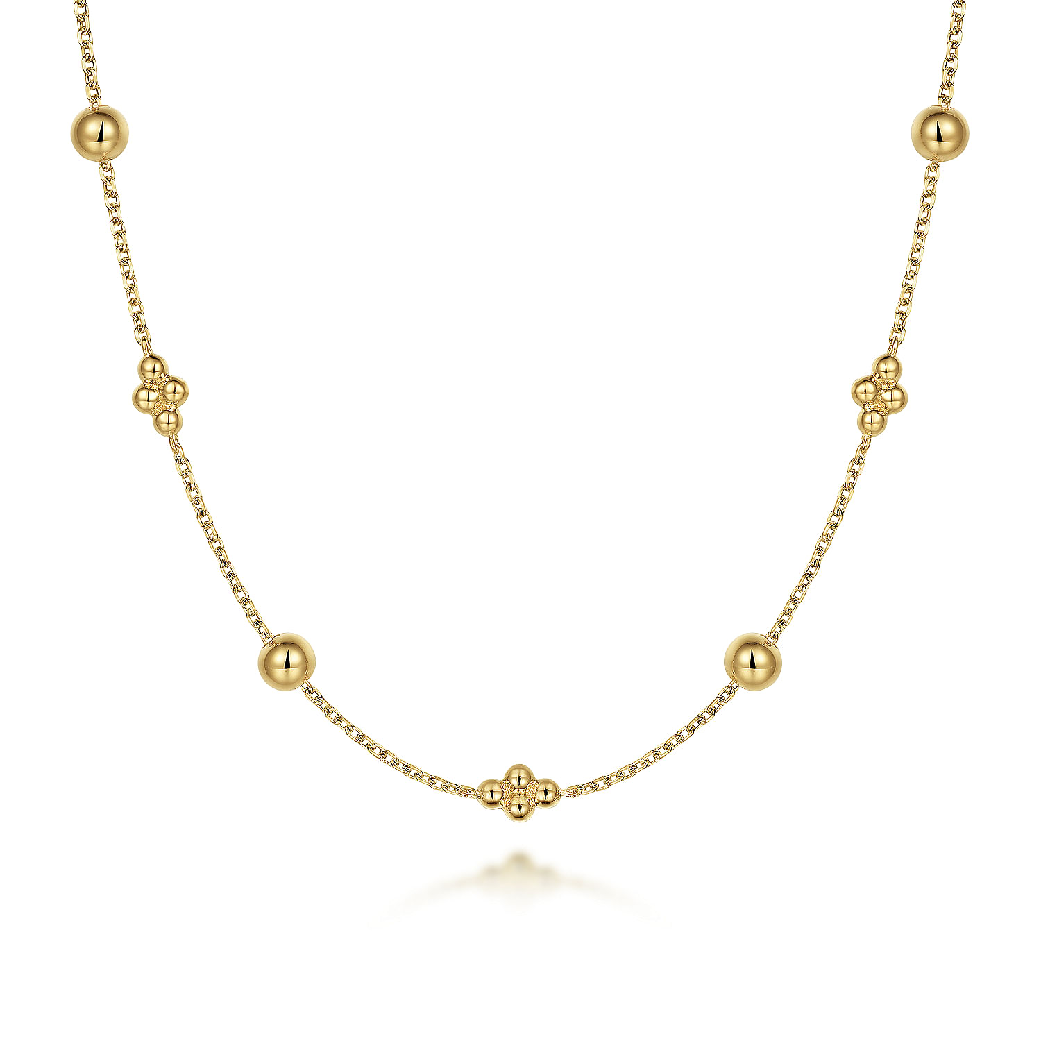Gabriel & Co. 14K Yellow Gold Bead Station Necklace
