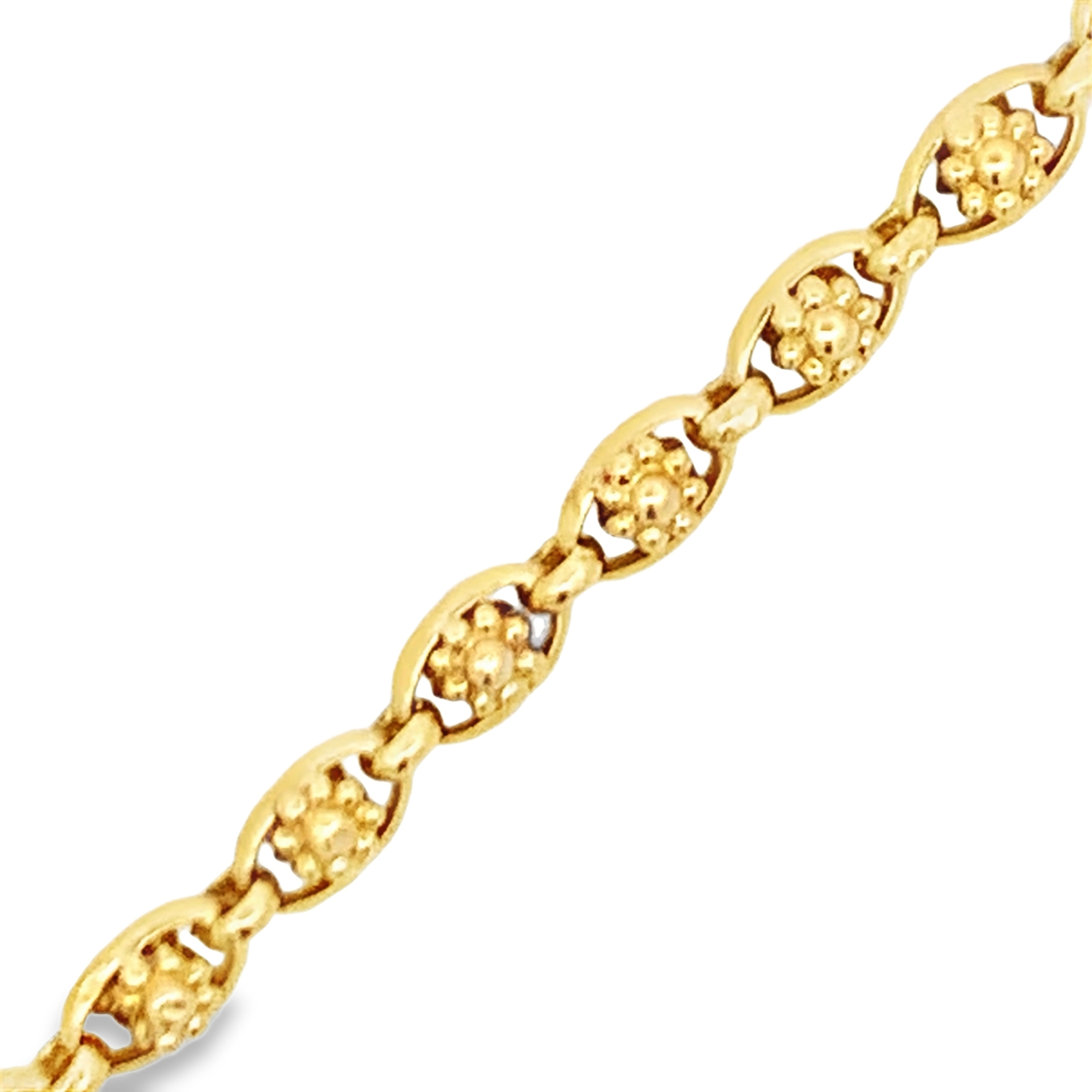 David Rovinsky 18K Yellow Gold Oval Link Containing a Flower Necklace 46
17.7dwt