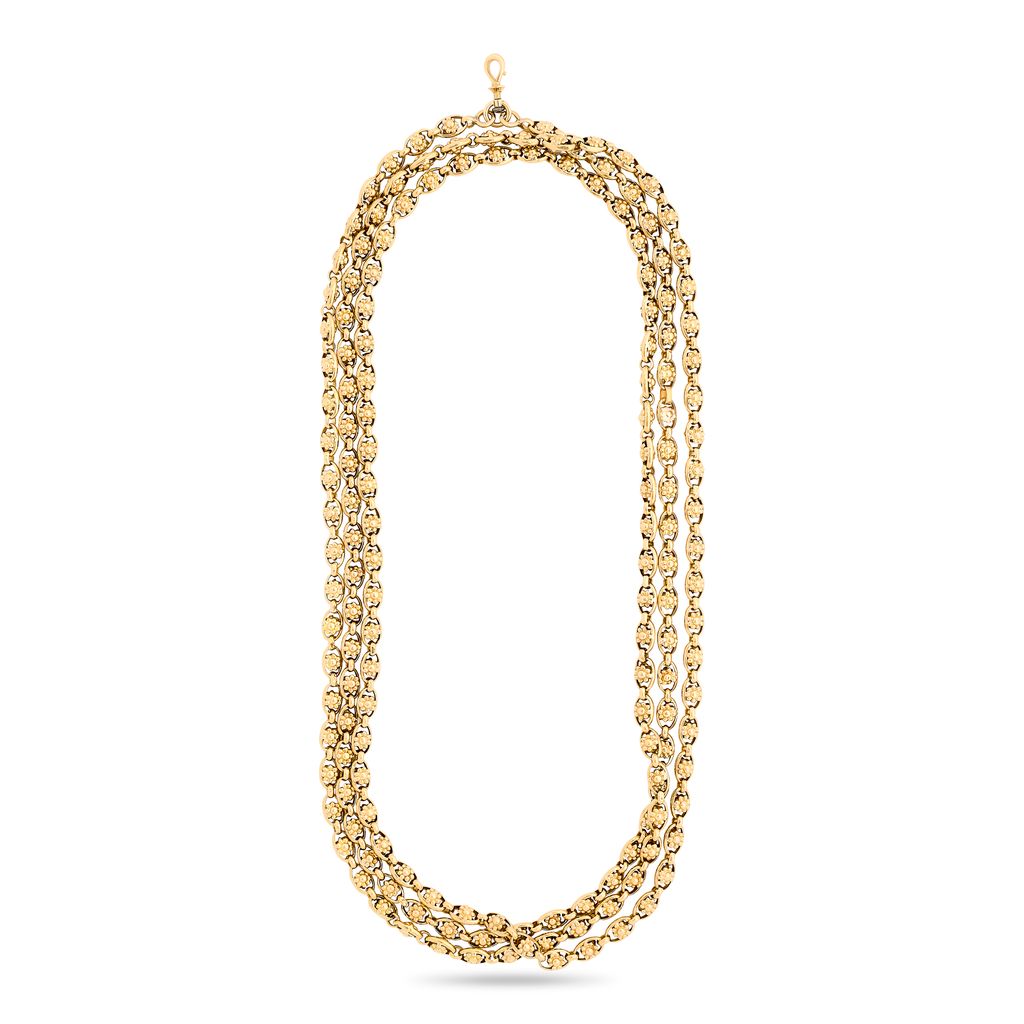 David Rovinsky 18K Yellow Gold Oval Link Containing a Flower Necklace 46