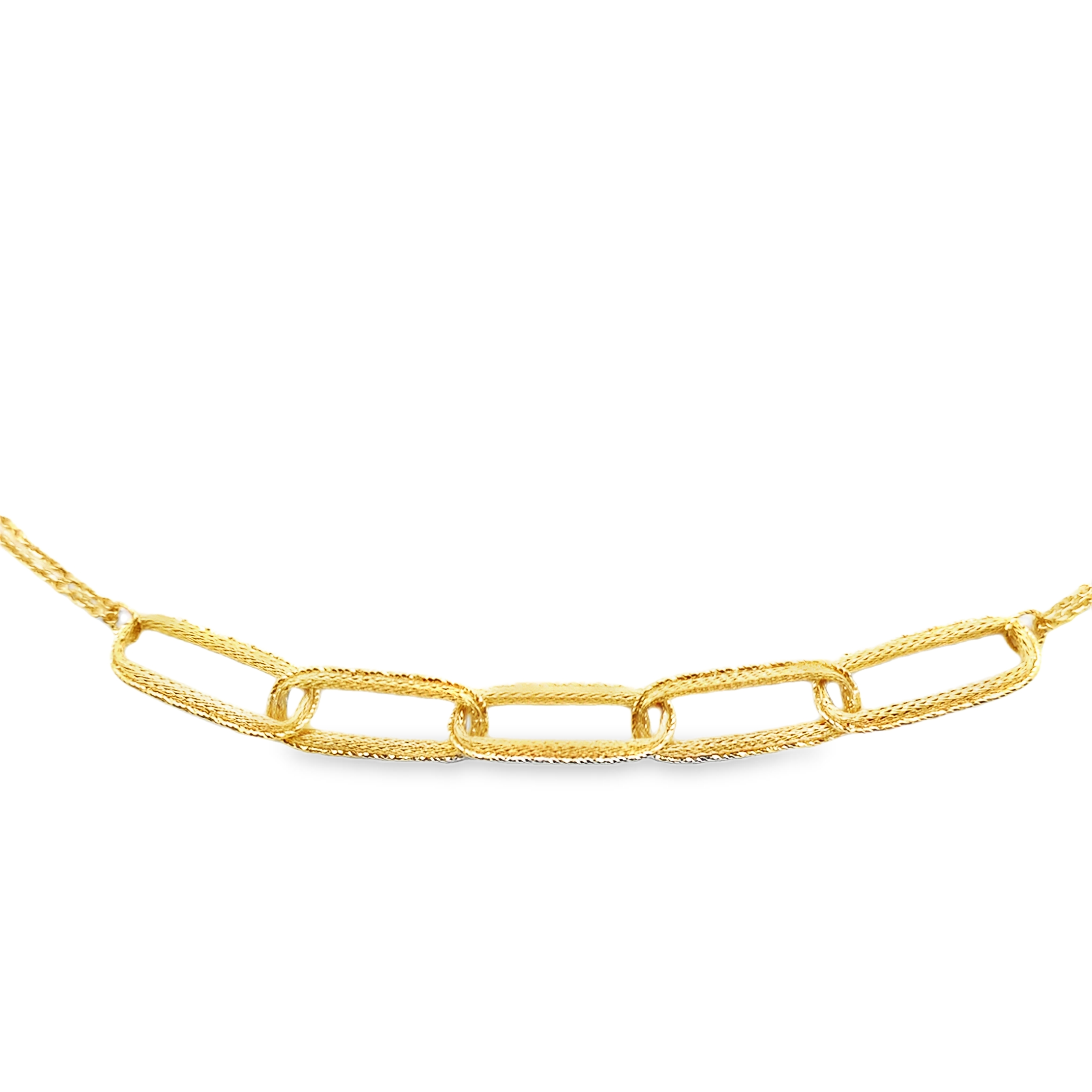 18K Yellow Gold Fancy Oval Link Necklace 30