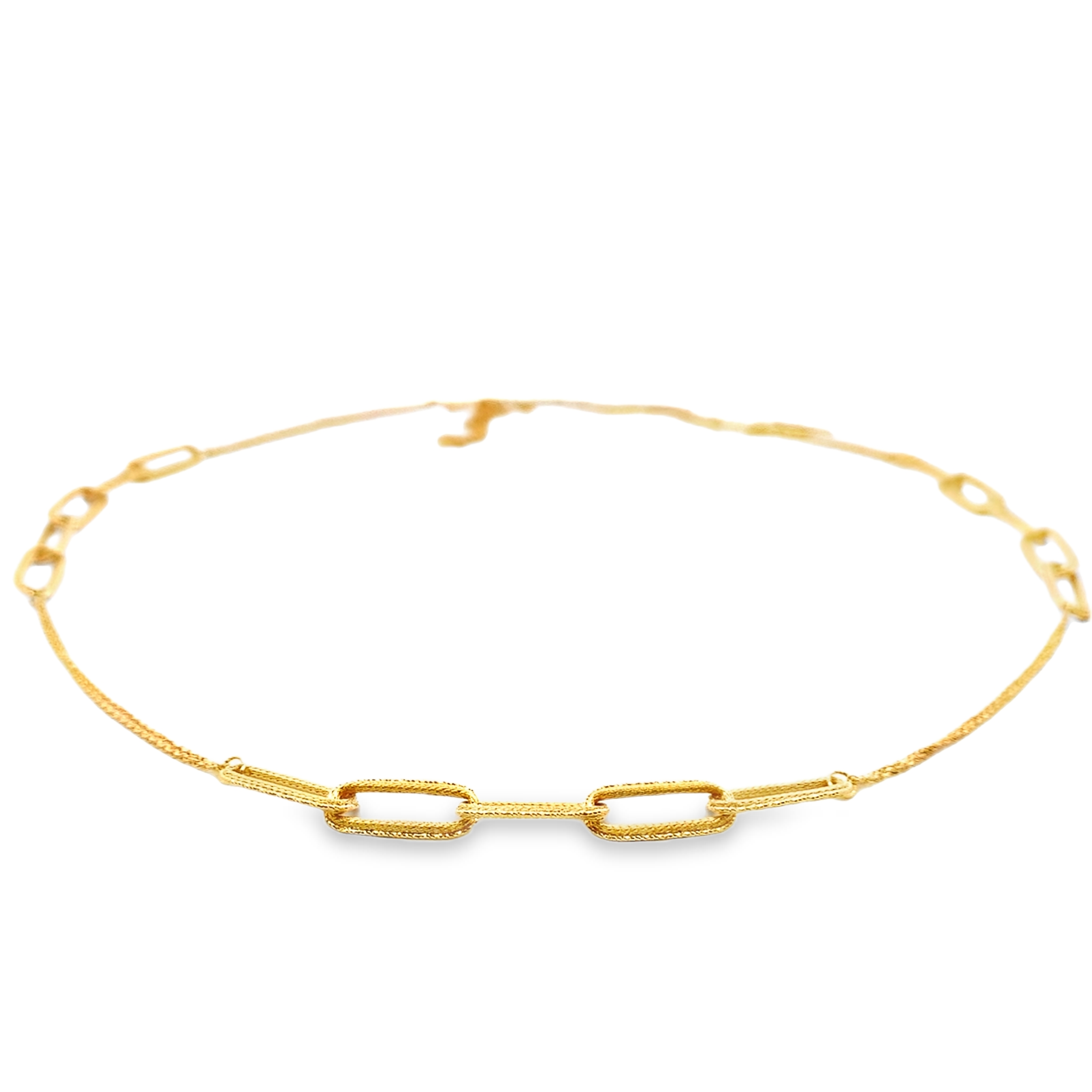 18K Yellow Gold Fancy Oval Link Necklace 30