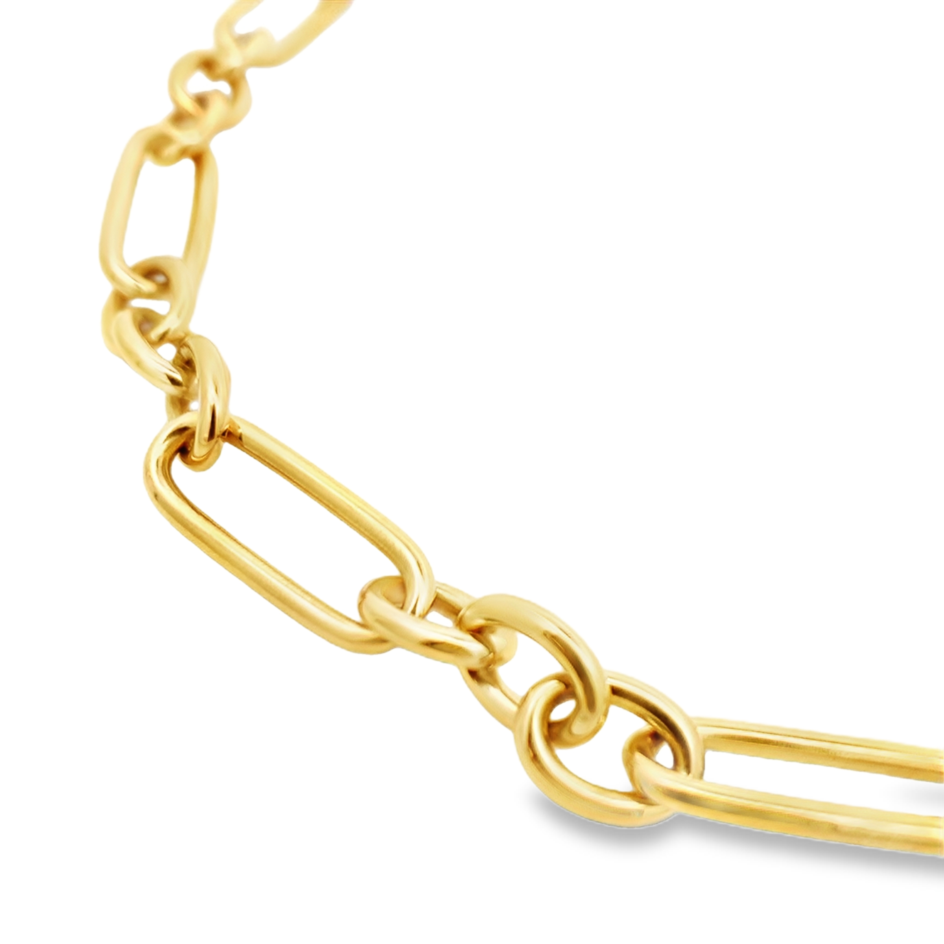 18K Yellow Gold Paper Clip Necklace 17.5