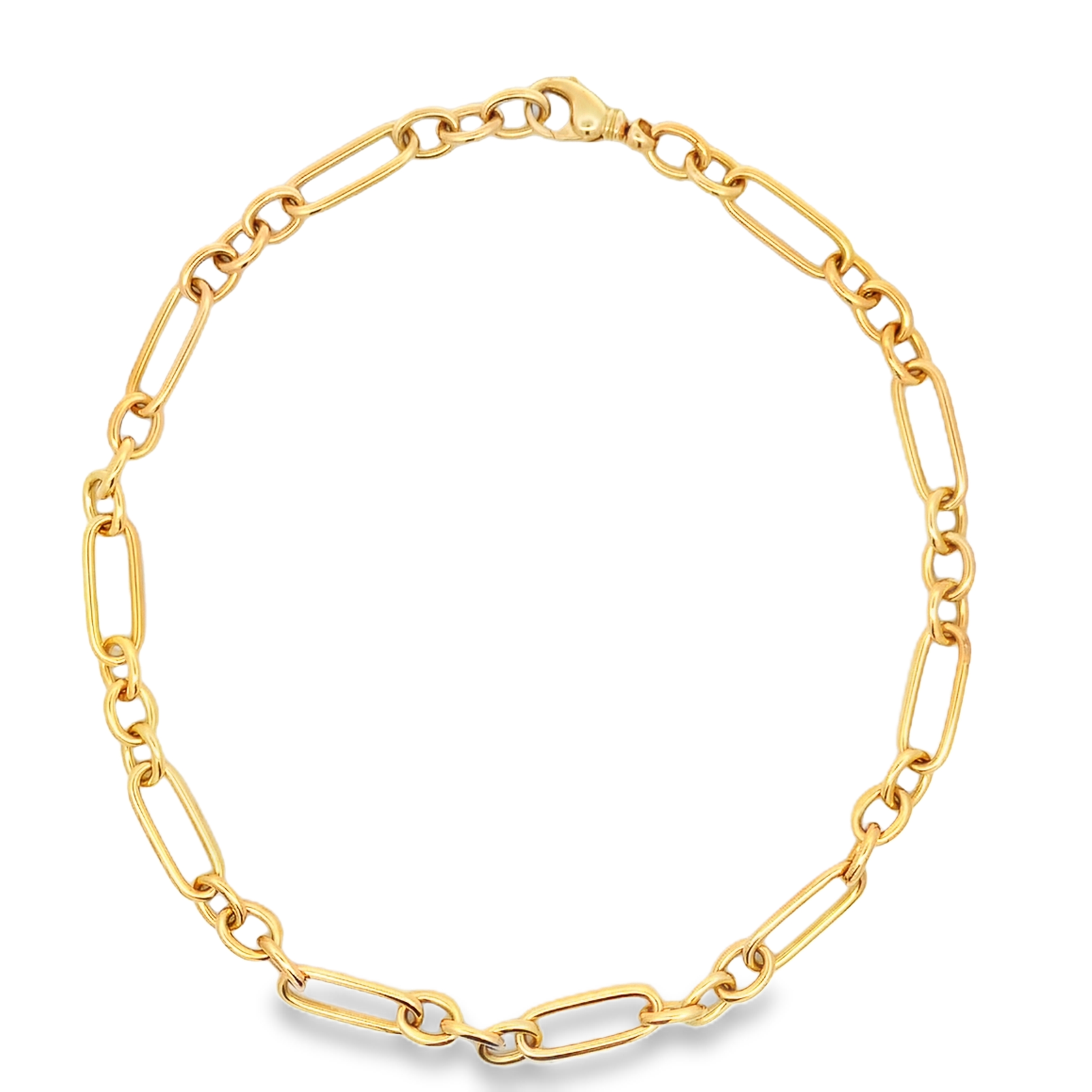 18K Yellow Gold Paper Clip Necklace 17.5