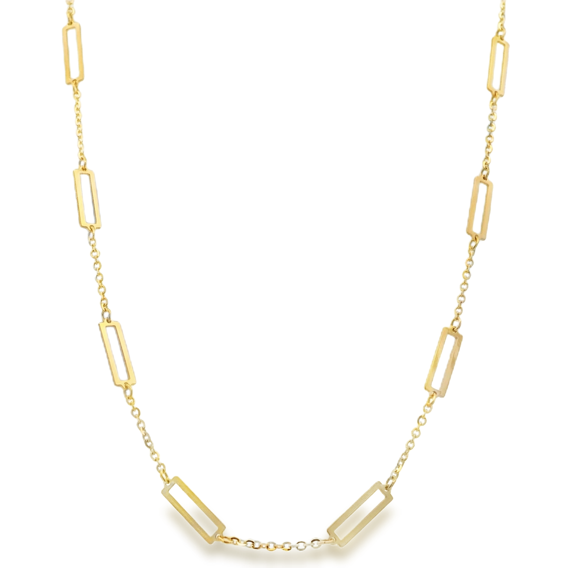 Frederic Sage 14K Yellow Gold Rectangle Stations Necklace