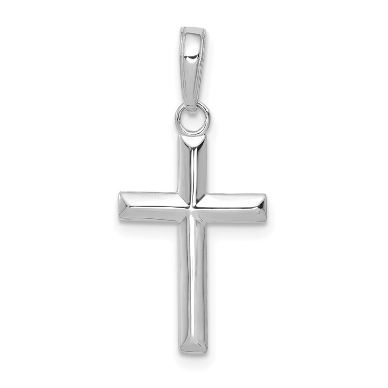 14K White Gold Small Rounded Cross