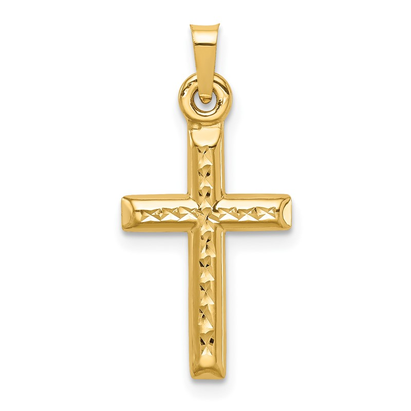 14K Yellow Gold Diamond-Cut Cross