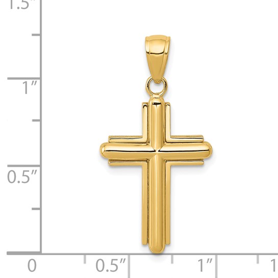 14K Yellow Gold Polished Beveled Cross Pendant