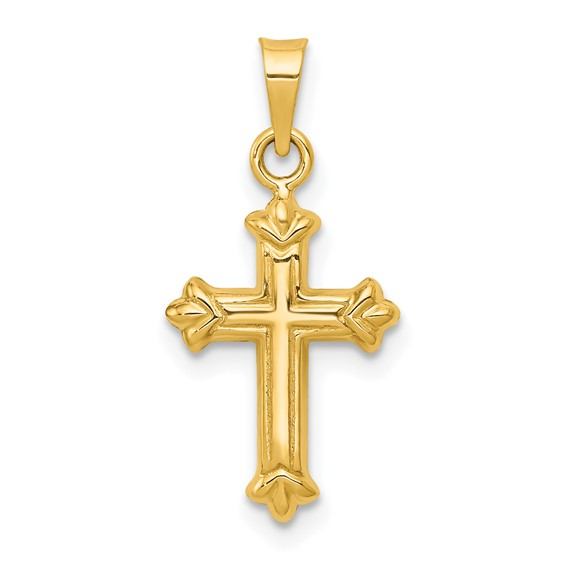 14K Yellow Gold Fleur de Lis Cross