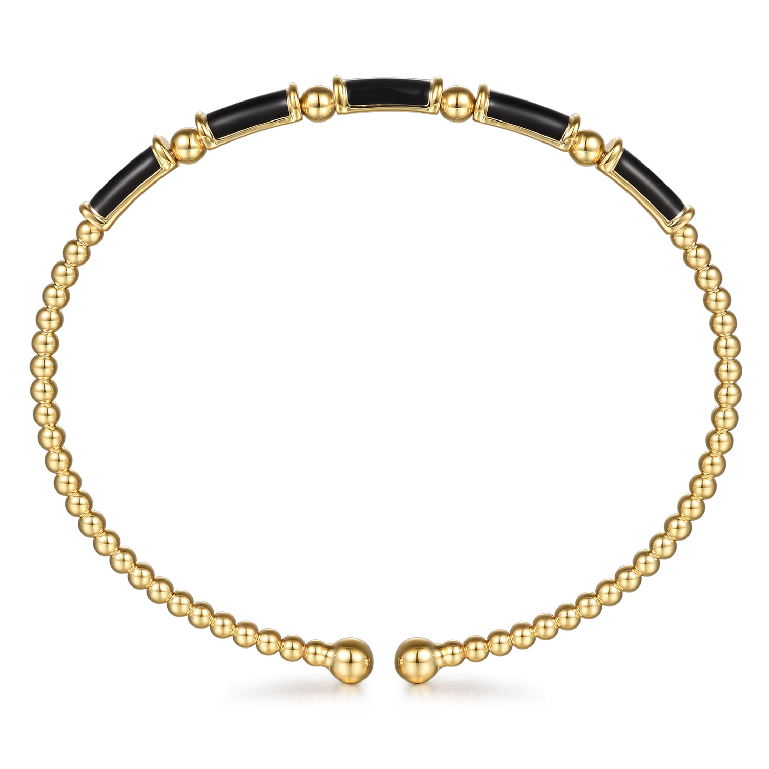 Gabriel & Co. 14K Yellow Gold Bujukan Black Enamel Bangle