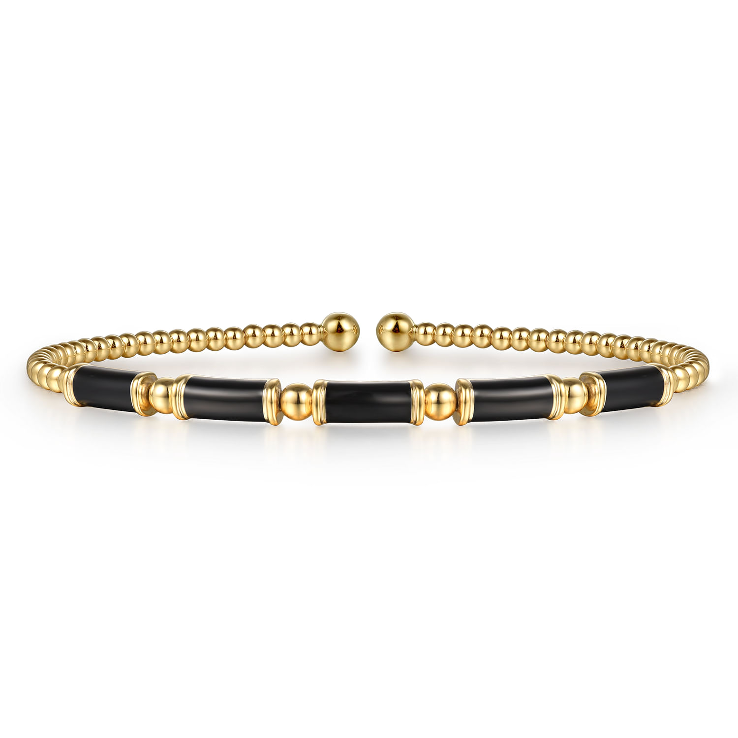 Gabriel & Co. 14K Yellow Gold Bujukan Black Enamel Bangle