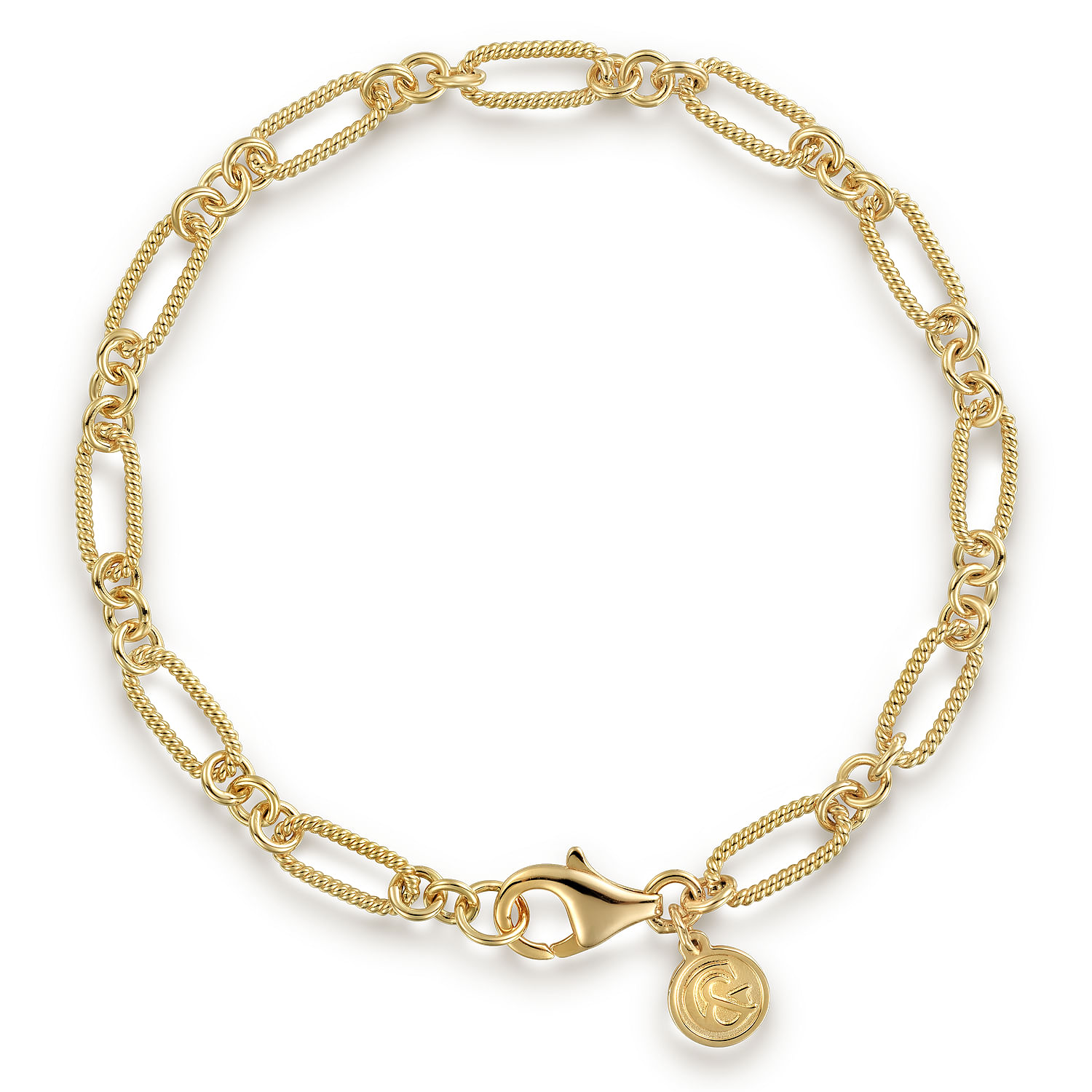 Gabriel & Co. 14K Yellow Gold Rope & Polished Chain Bracelet