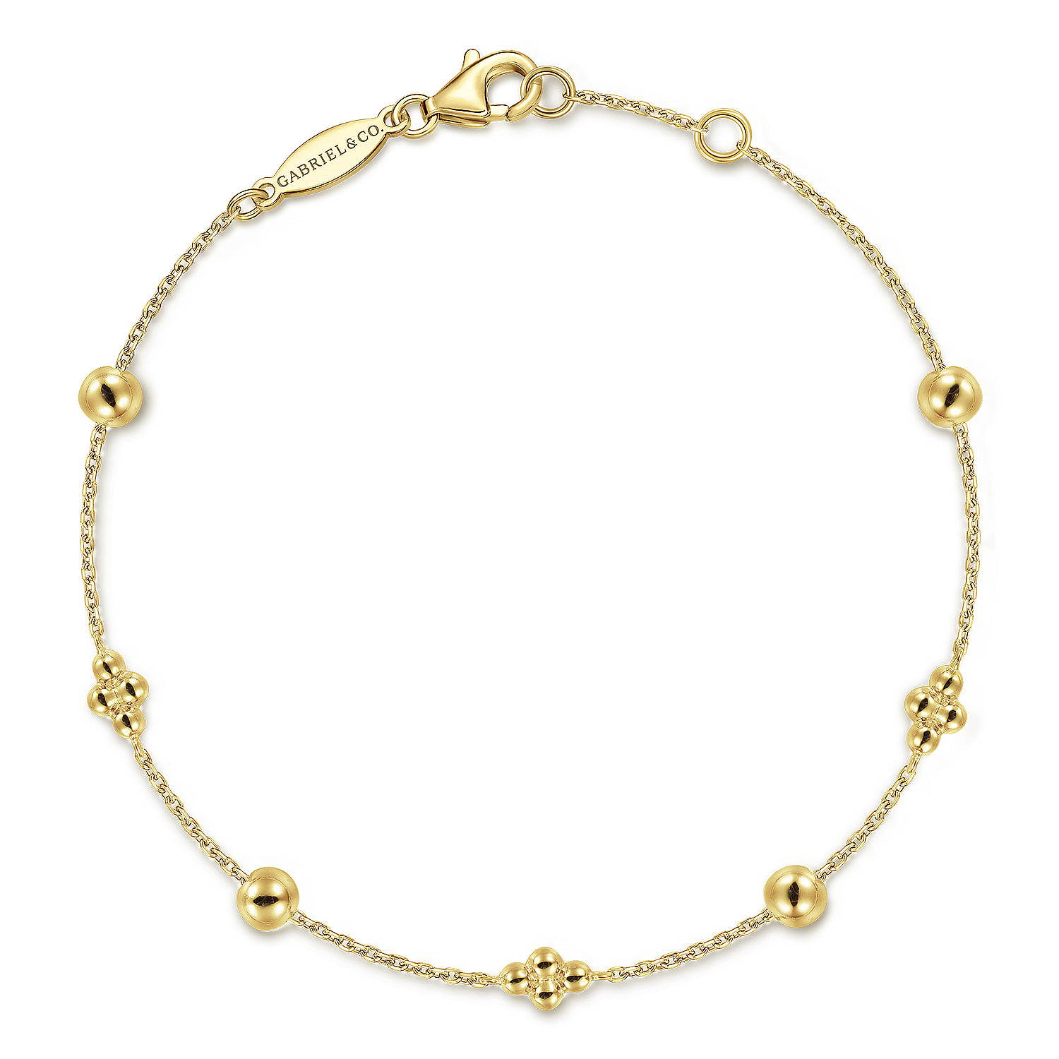 Gabriel & Co.14K Yellow Gold Clover Station Bracelet