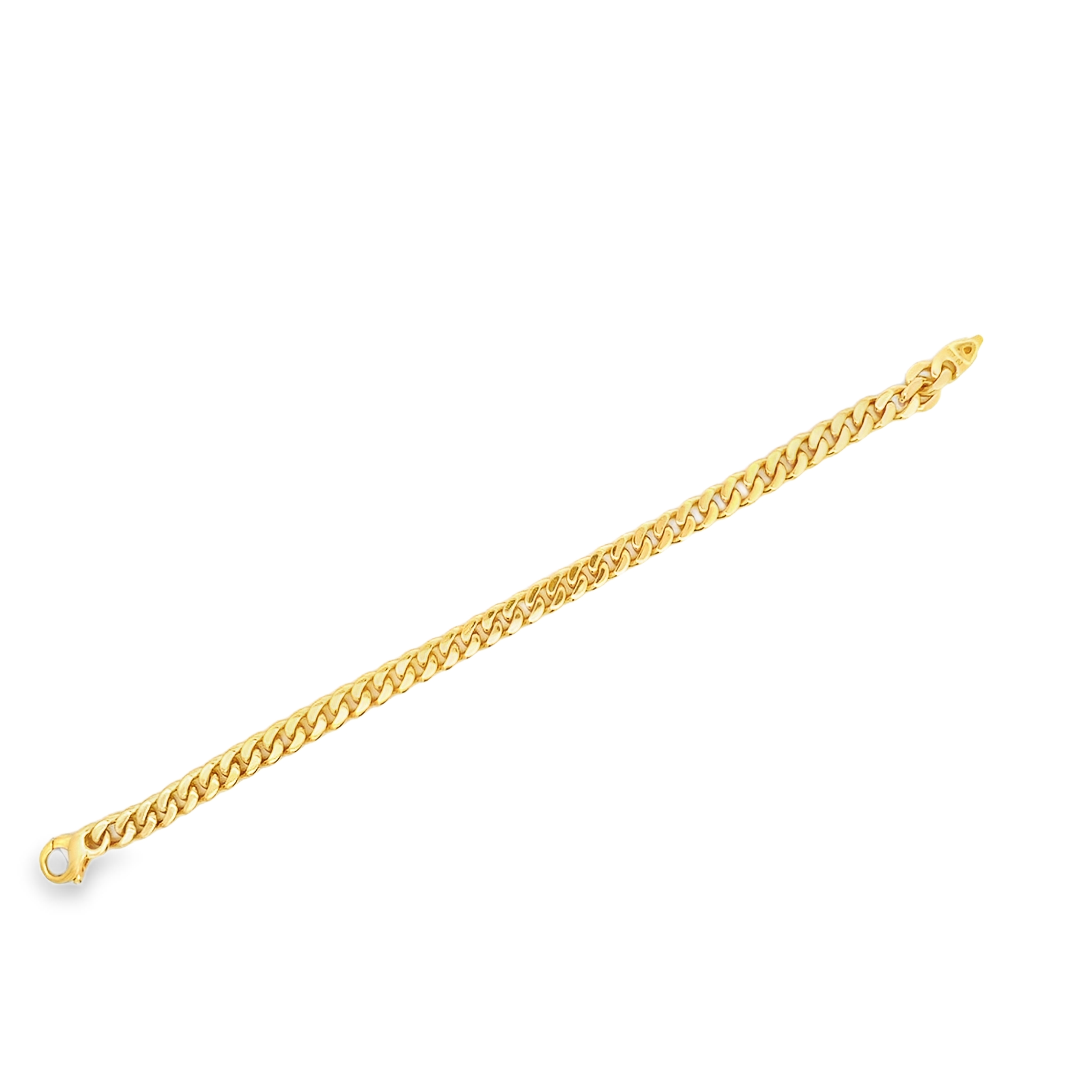18K Yellow Gold Curb Link Mens Bracelet