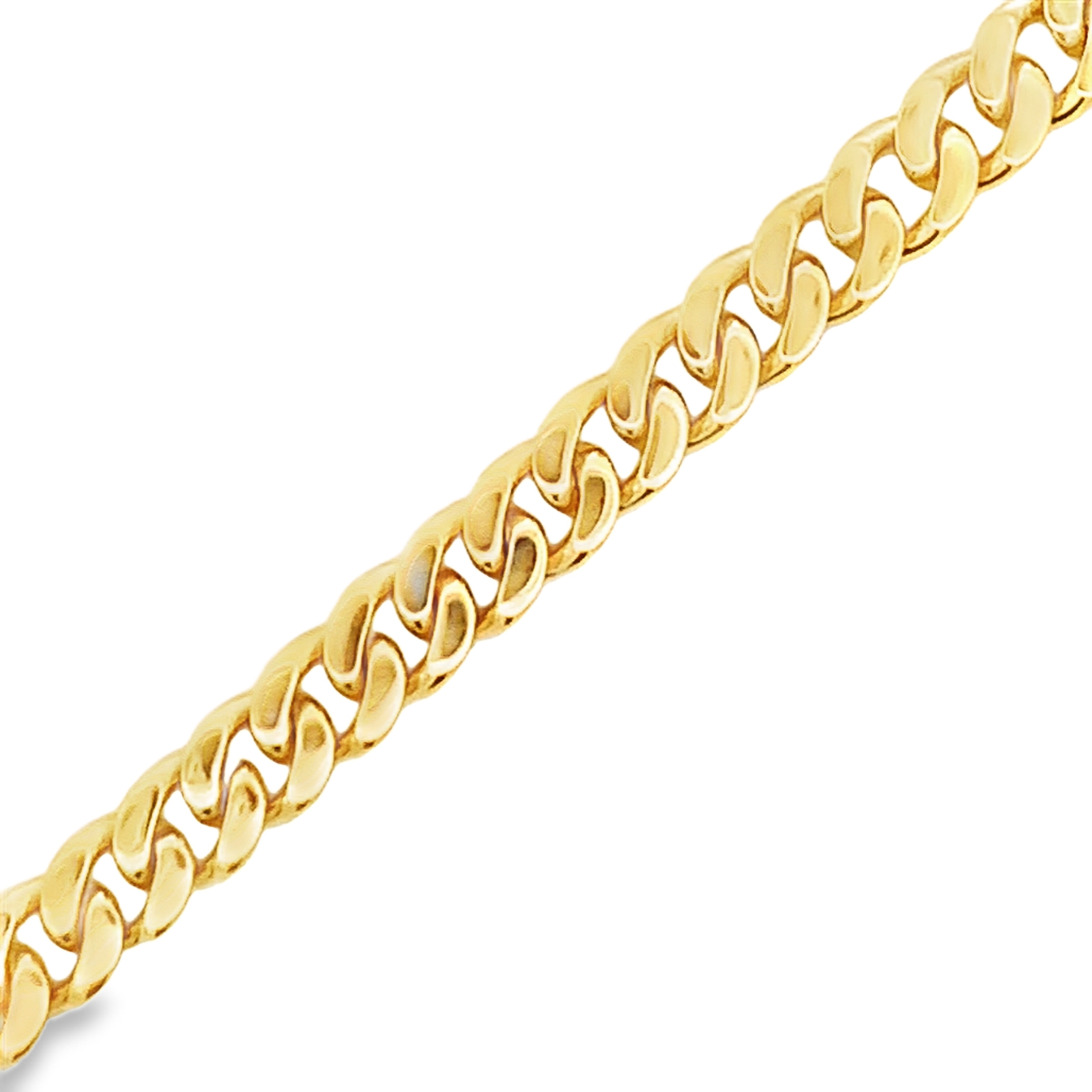 18K Yellow Gold Curb Link Mens Bracelet