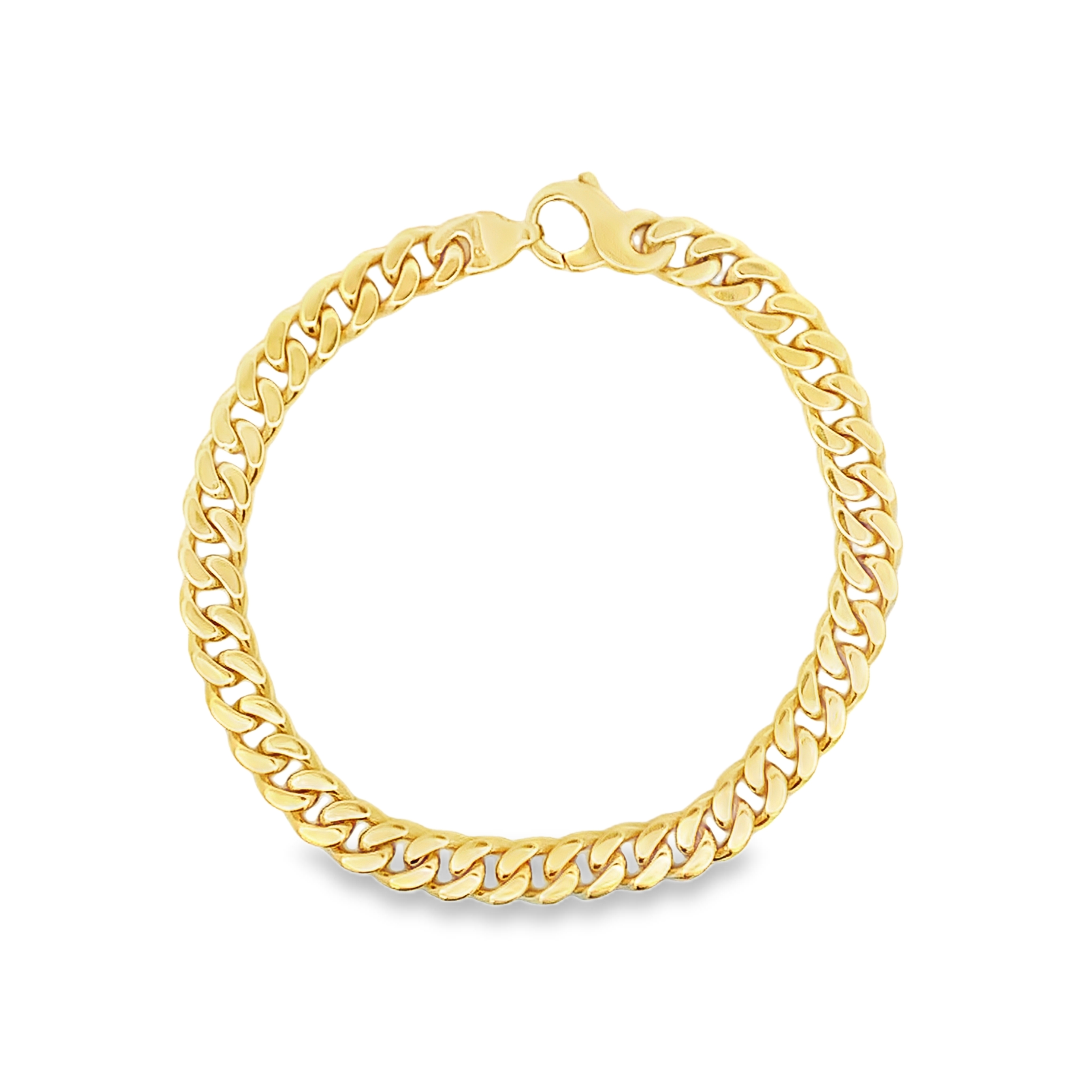 18K Yellow Gold Curb Link Mens Bracelet