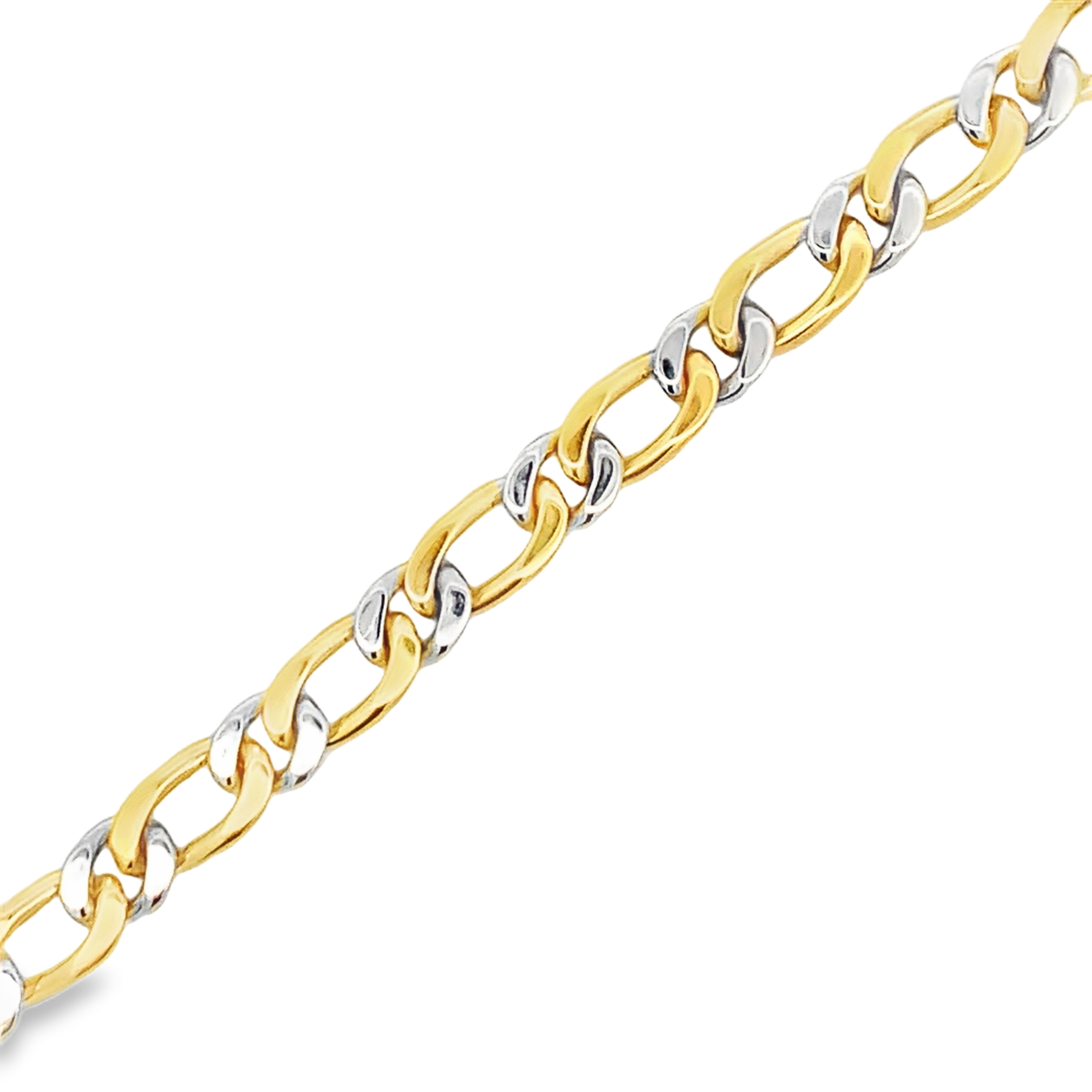 18K Two-Tone Curb Chain Link Mens Bracelet