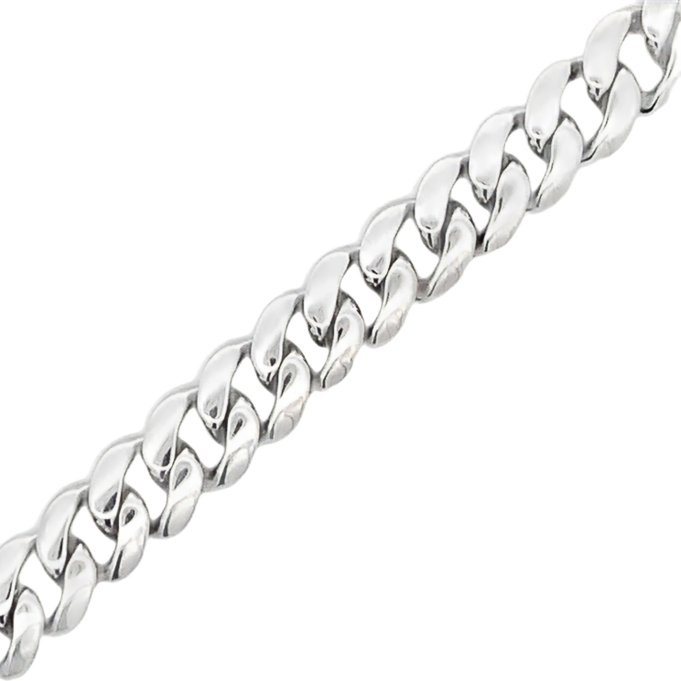 14K White Gold Curb Link Mens Bracelet