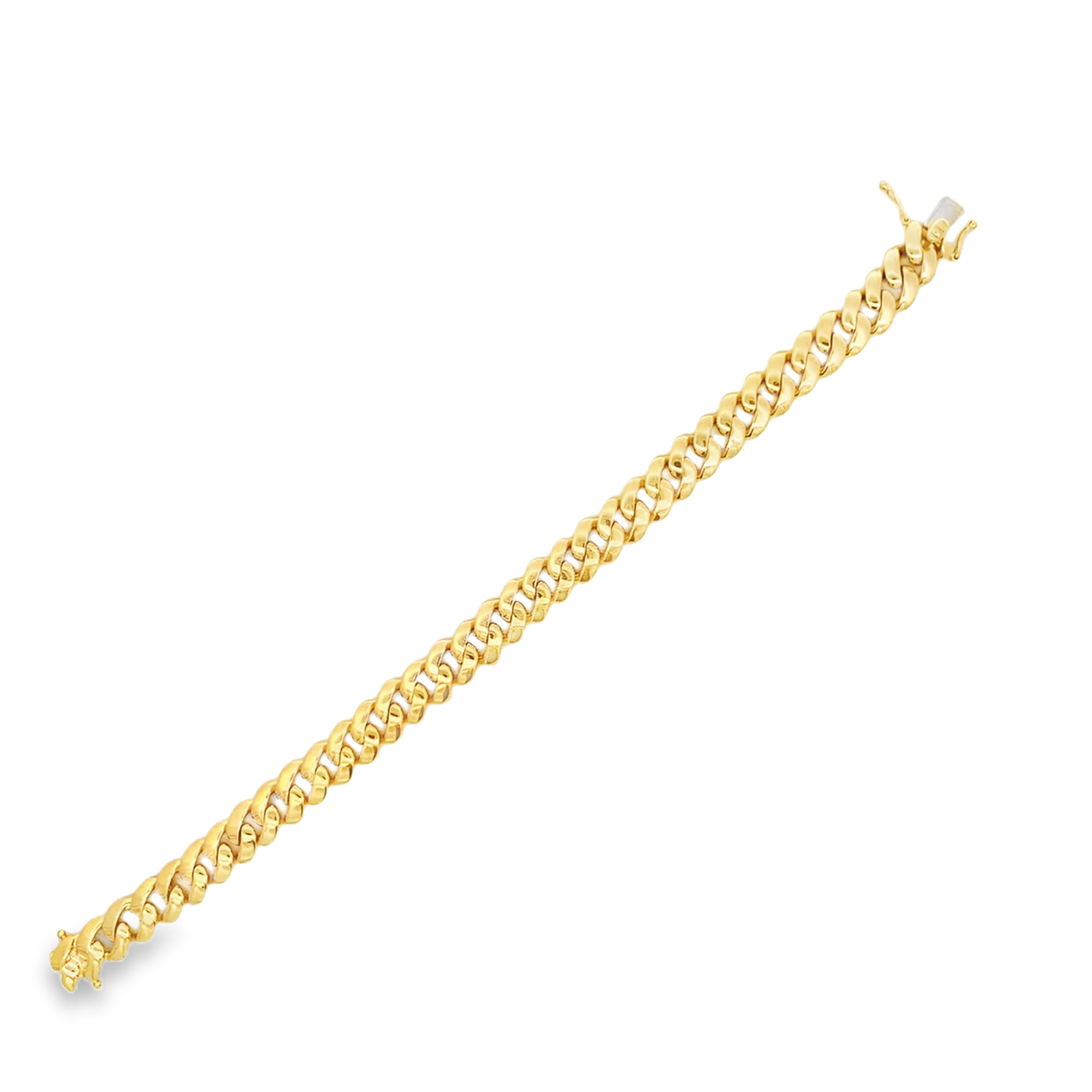 18K Yellow Gold Rounded Curb Link Mens Bracelet