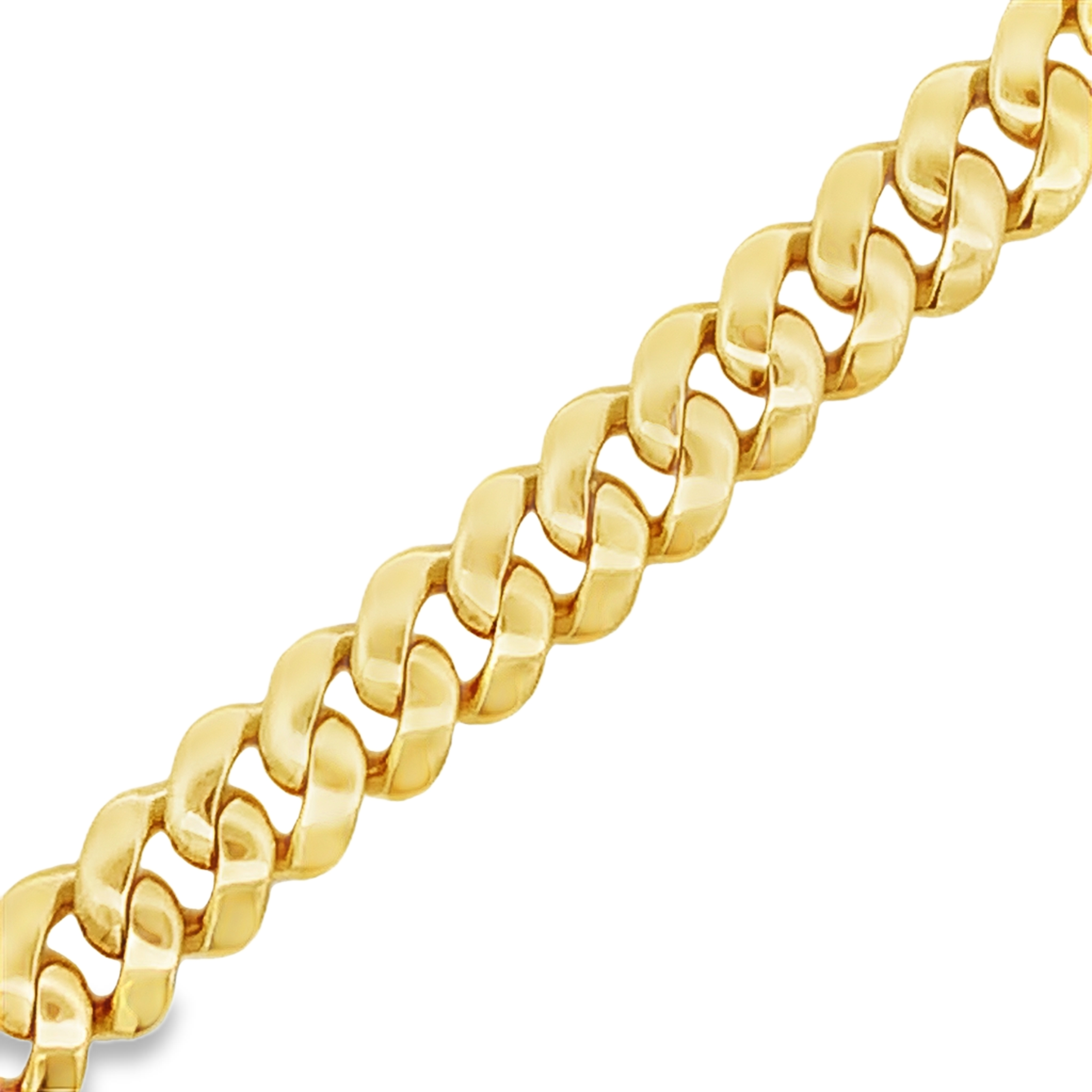 18K Yellow Gold Rounded Curb Link Mens Bracelet