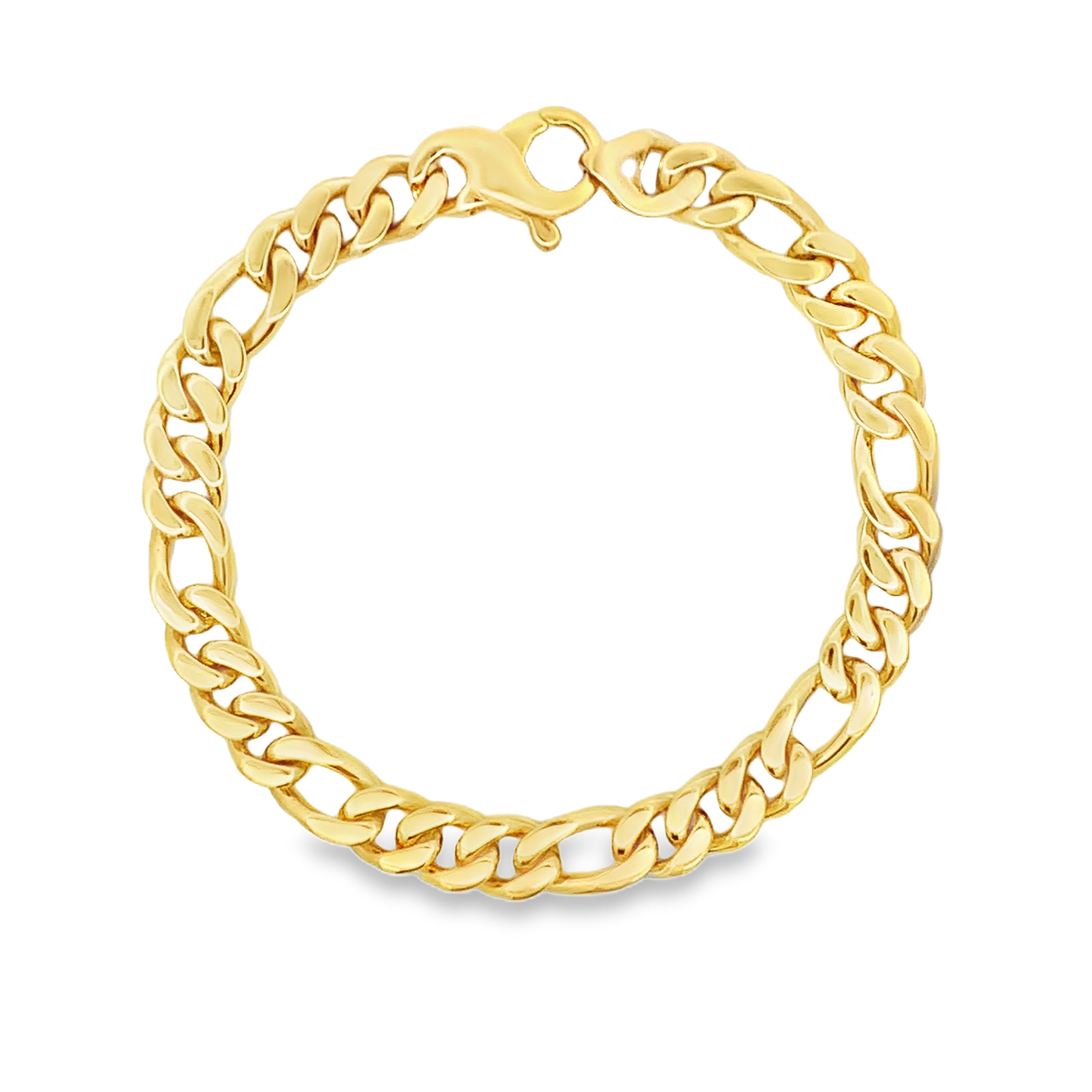 18K Yellow Gold Curb Link Mens Bracelet