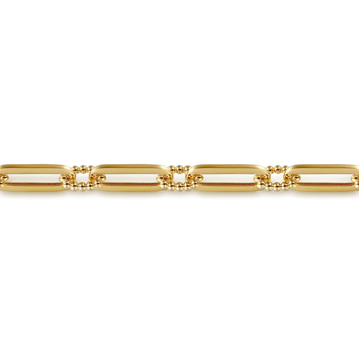 Gabriel & Co. 14K Yellow Gold Bujukan & Paperclip Link Bracelet