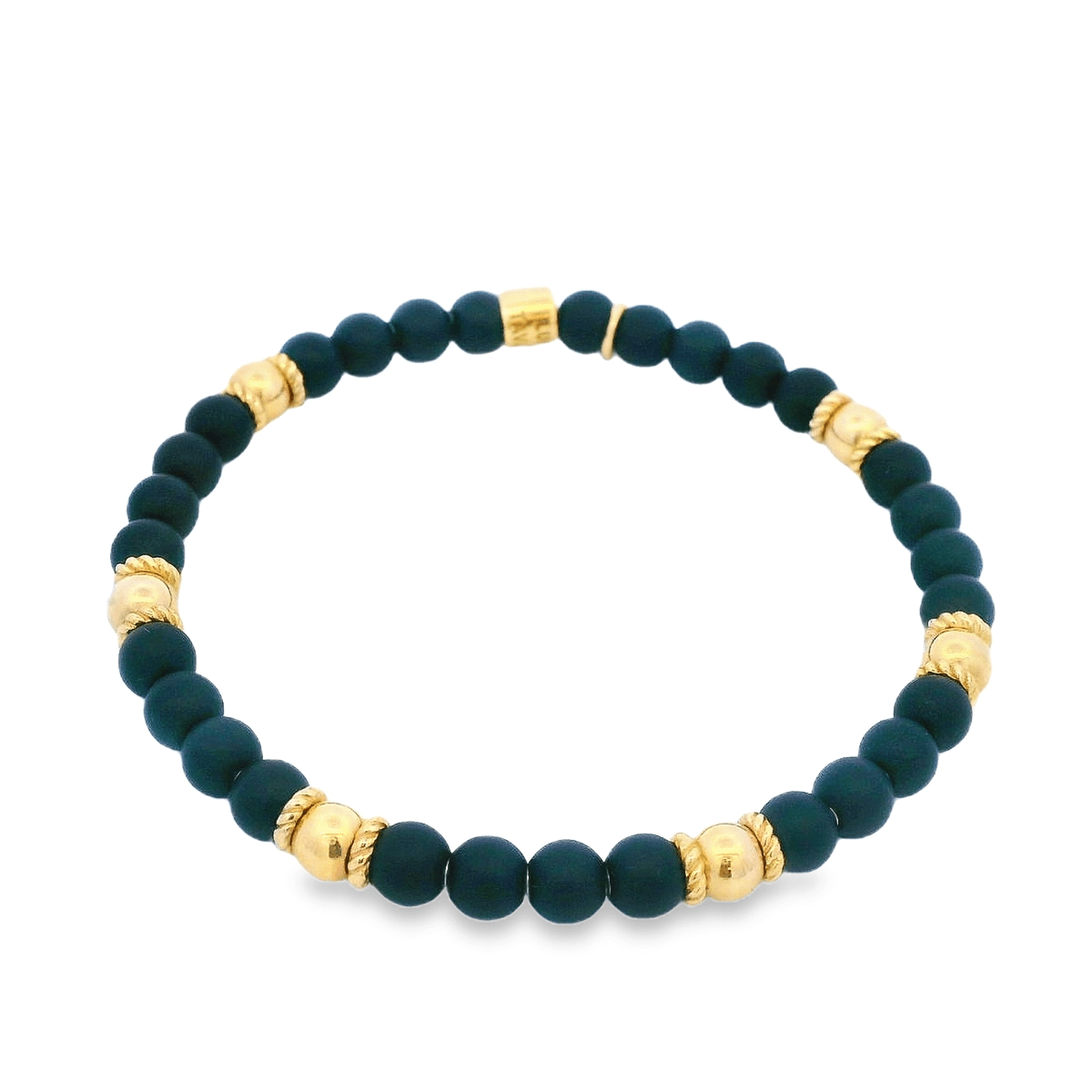 Luigi Tavanti 18K Yellow Gold Black & 6 Gold Stations Stretch Bracelet