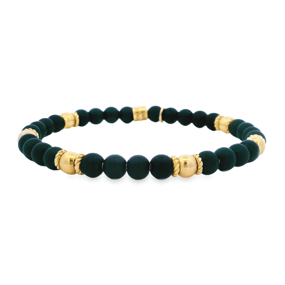 Luigi Tavanti 18K Yellow Gold Black & 6 Gold Stations Stretch Bracelet