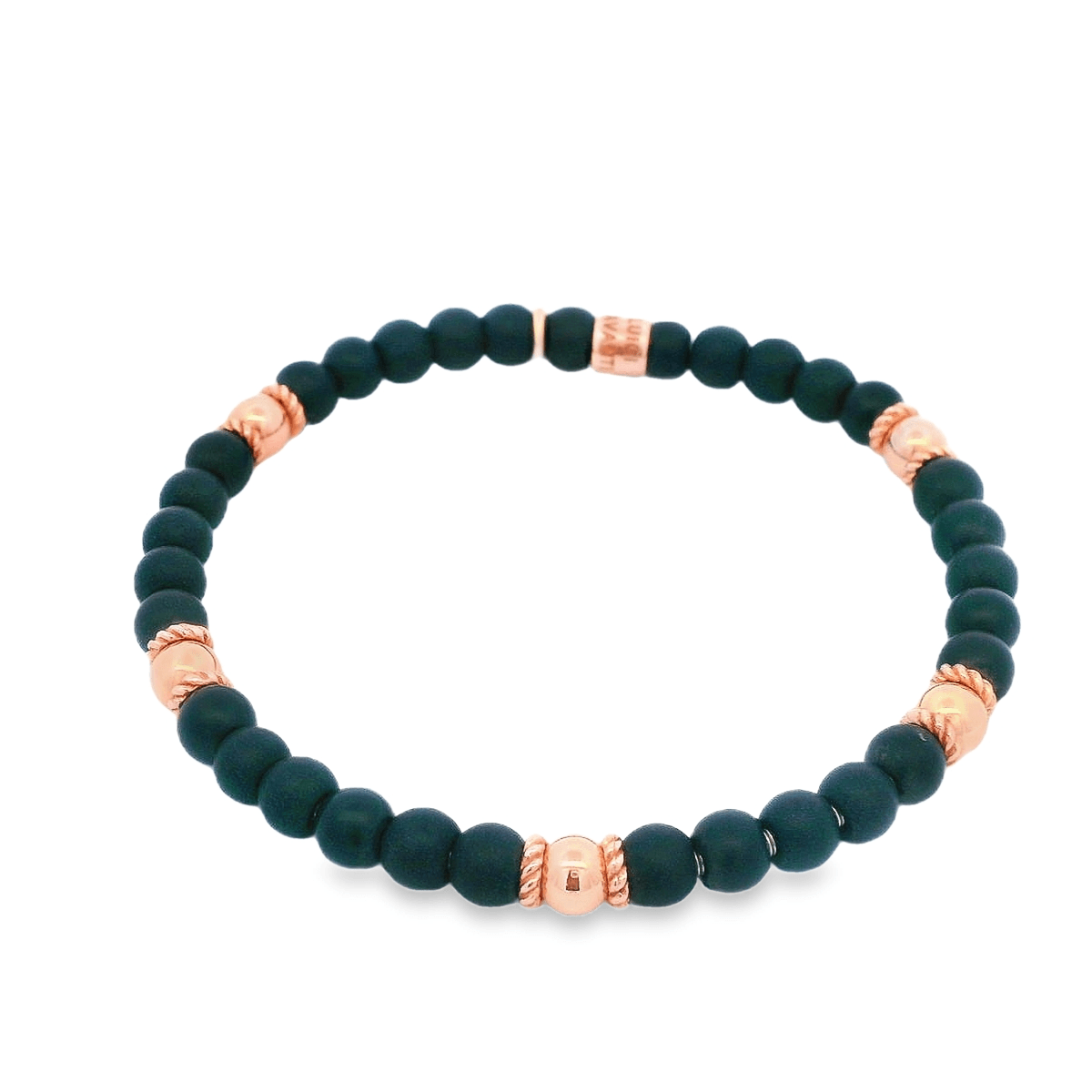 Luigi Tavanti 18K Rose Gold Black & 6 Gold Stations Stretch Bracelet