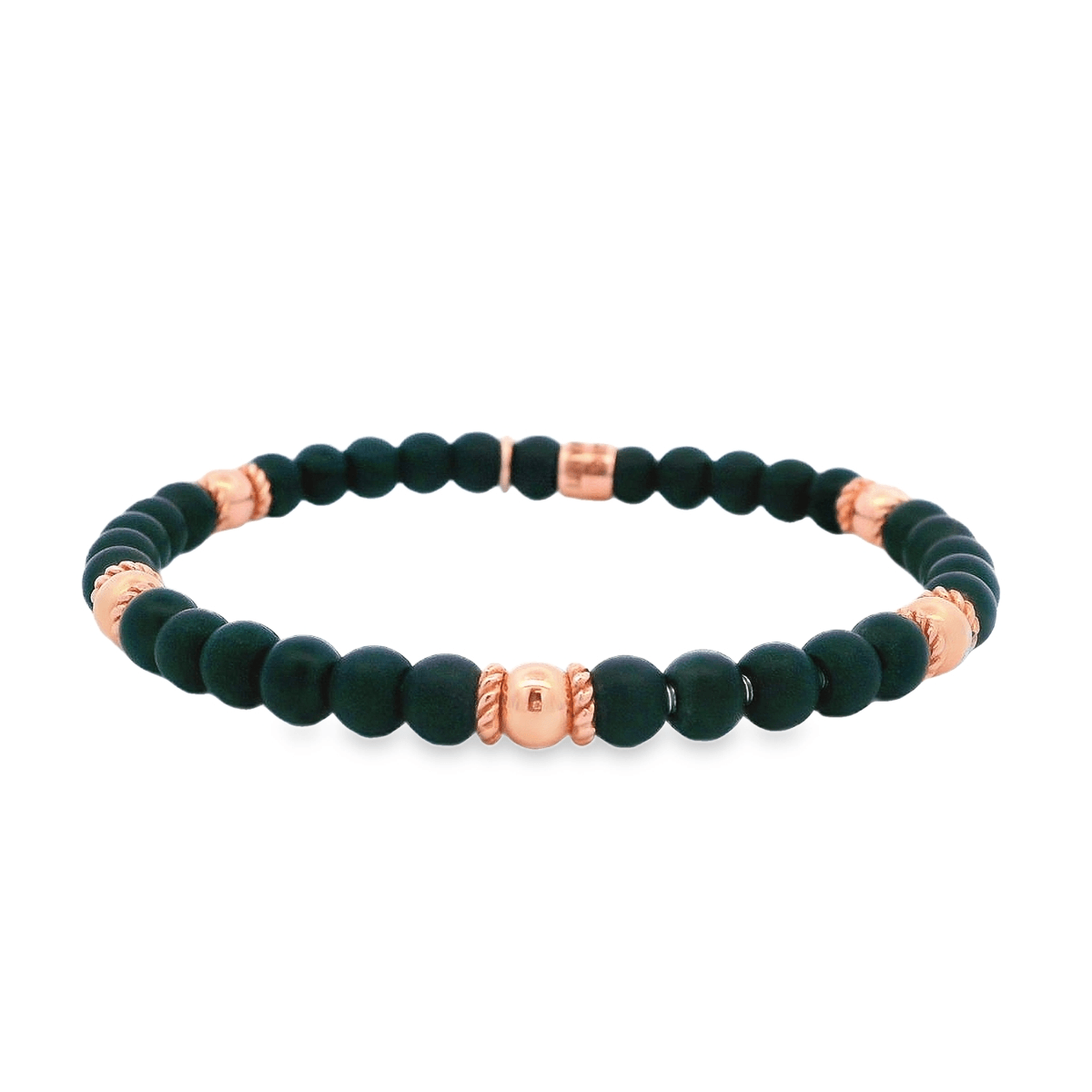 Luigi Tavanti 18K Rose Gold Black & 6 Gold Stations Stretch Bracelet